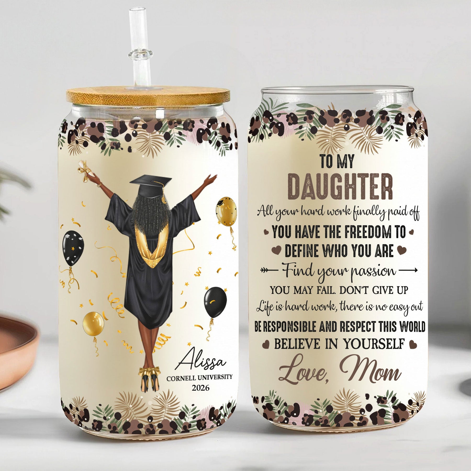 All Your Hard Work Finally Paid Off - Graduation Gift - Personalized Clear Glass Cup