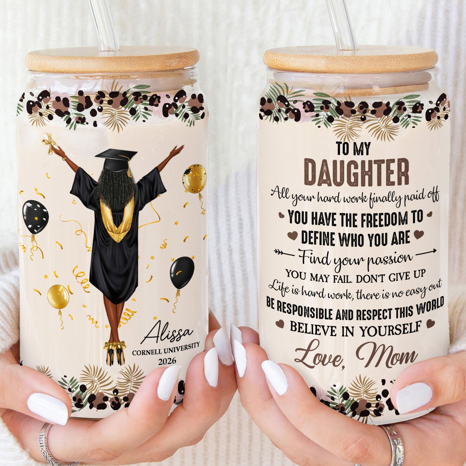 All Your Hard Work Finally Paid Off - Graduation Gift - Personalized Clear Glass Cup