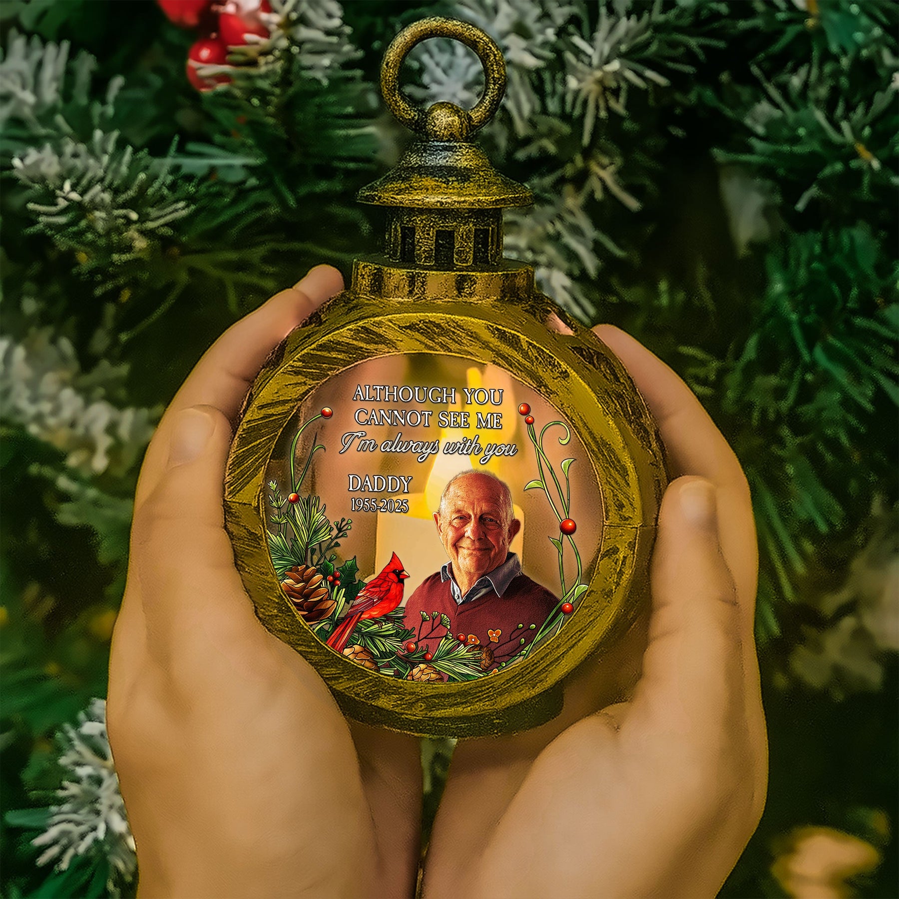 Although You Cannot See Me I'm Always With You - Personalized Photo Lantern Night Light