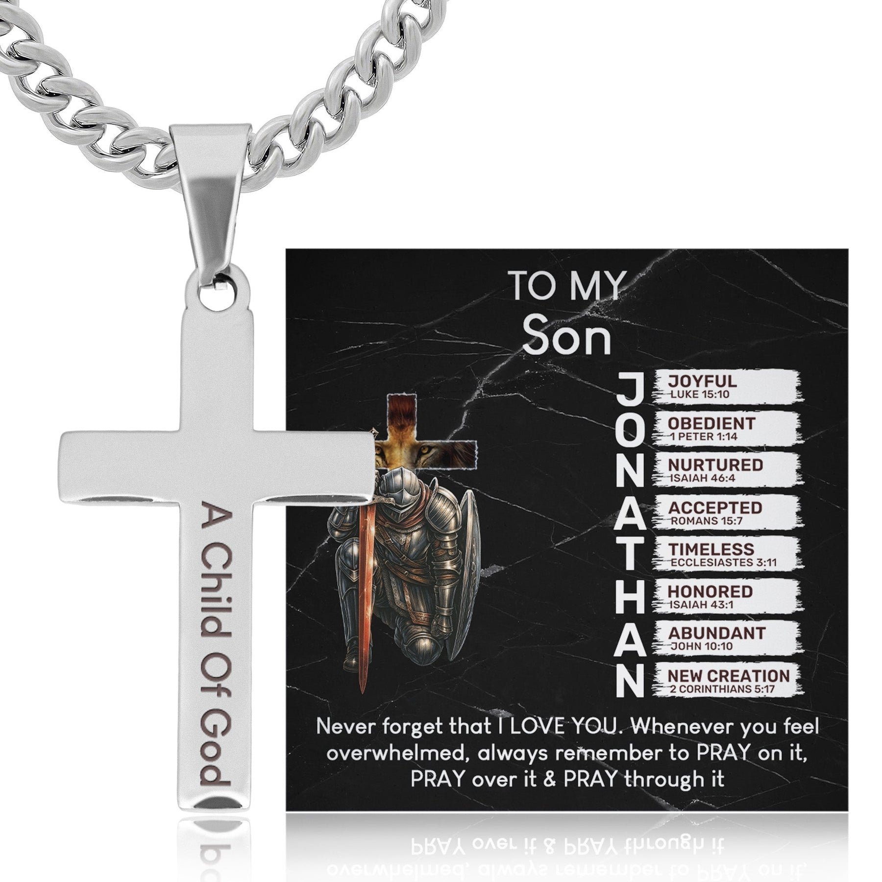 Always Remember To Pray On It, Pray Over It & Pray Through It - Personalized Cross Necklace With Card