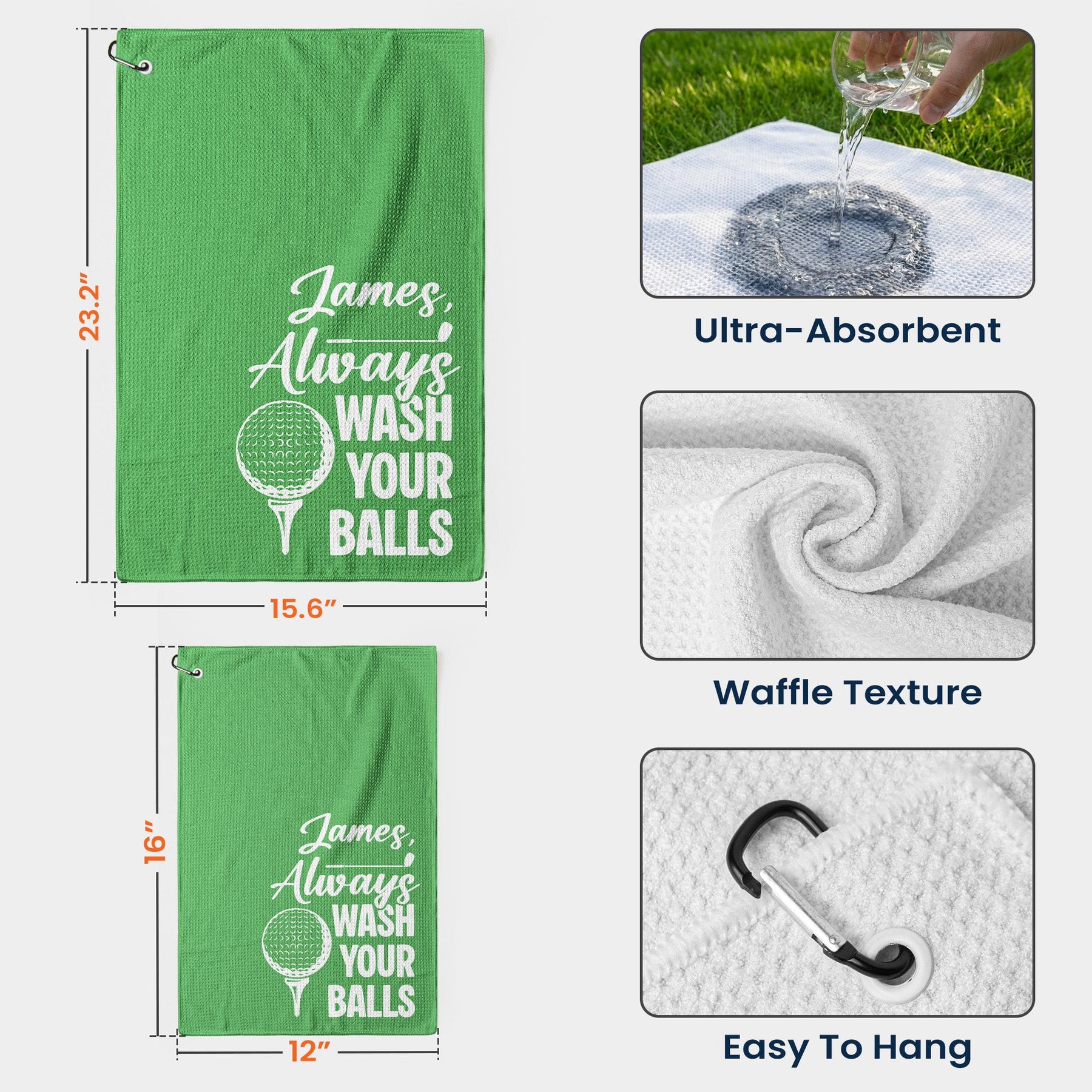 Always Wash Your Balls Don’t Lose Your Balls - Funny Gift For Golfers, Husband, Men - Personalized Golf Towel