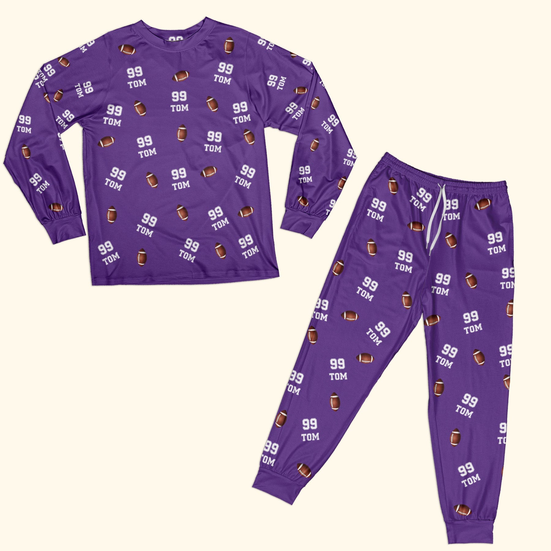 American Football Custom Name, Number - Personalized Pajama Set