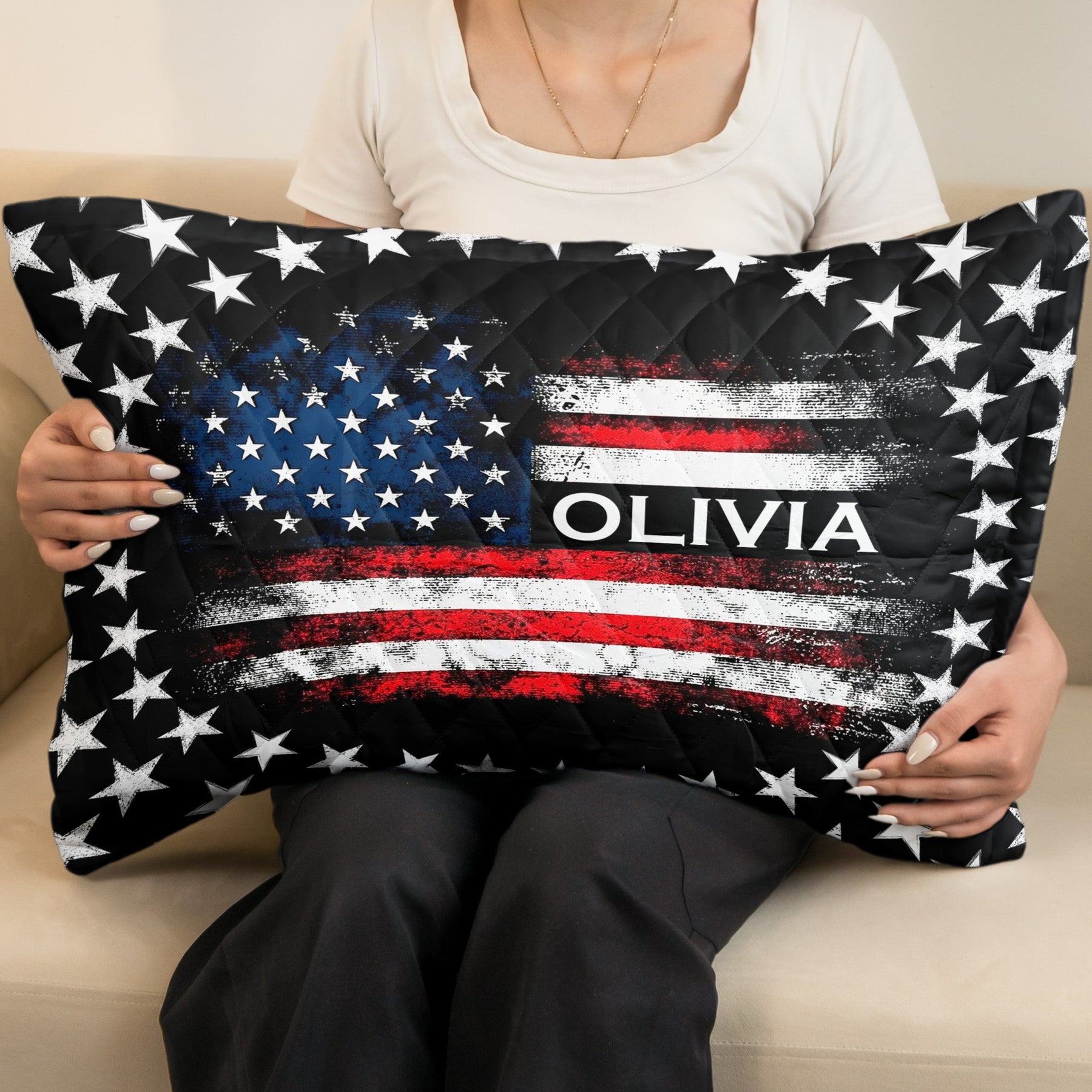 American Freedom Flag Patriotic Design - Custom Quilt Set