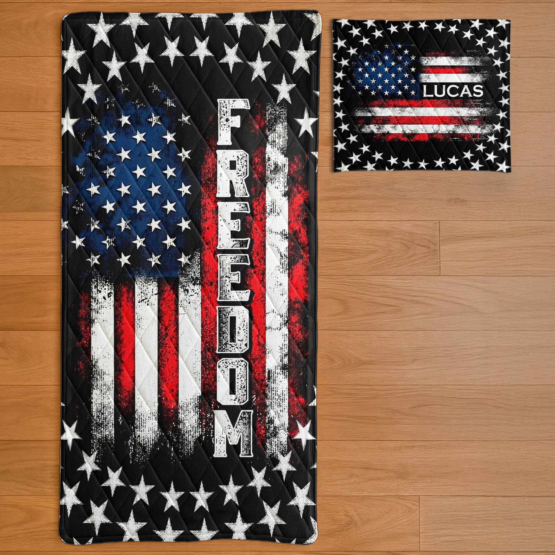 American Freedom Flag Patriotic Design - Custom Quilt Set