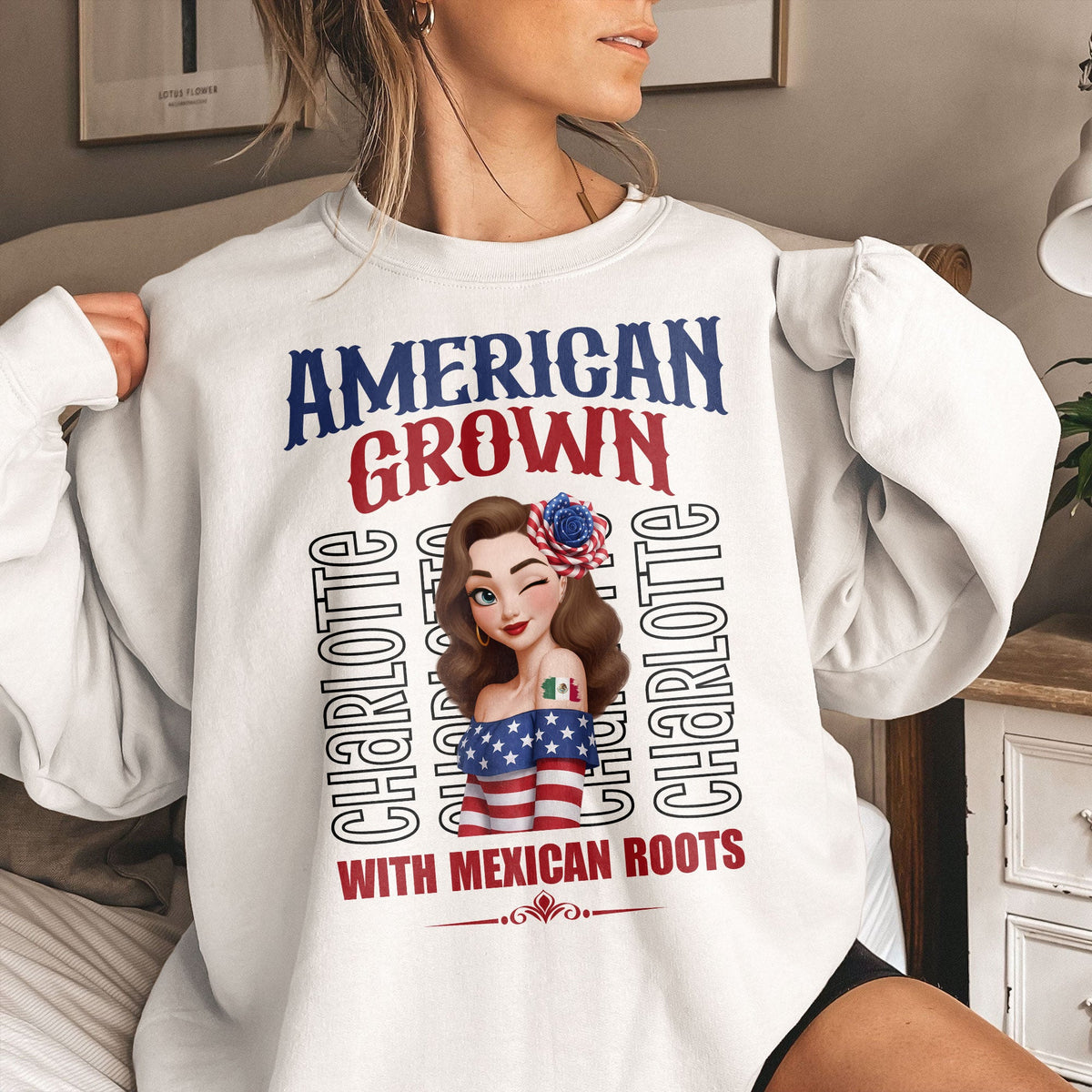 American Grown With Mexican Puerto Rican Cuban Hispanic Roots - Personalized Shirt
