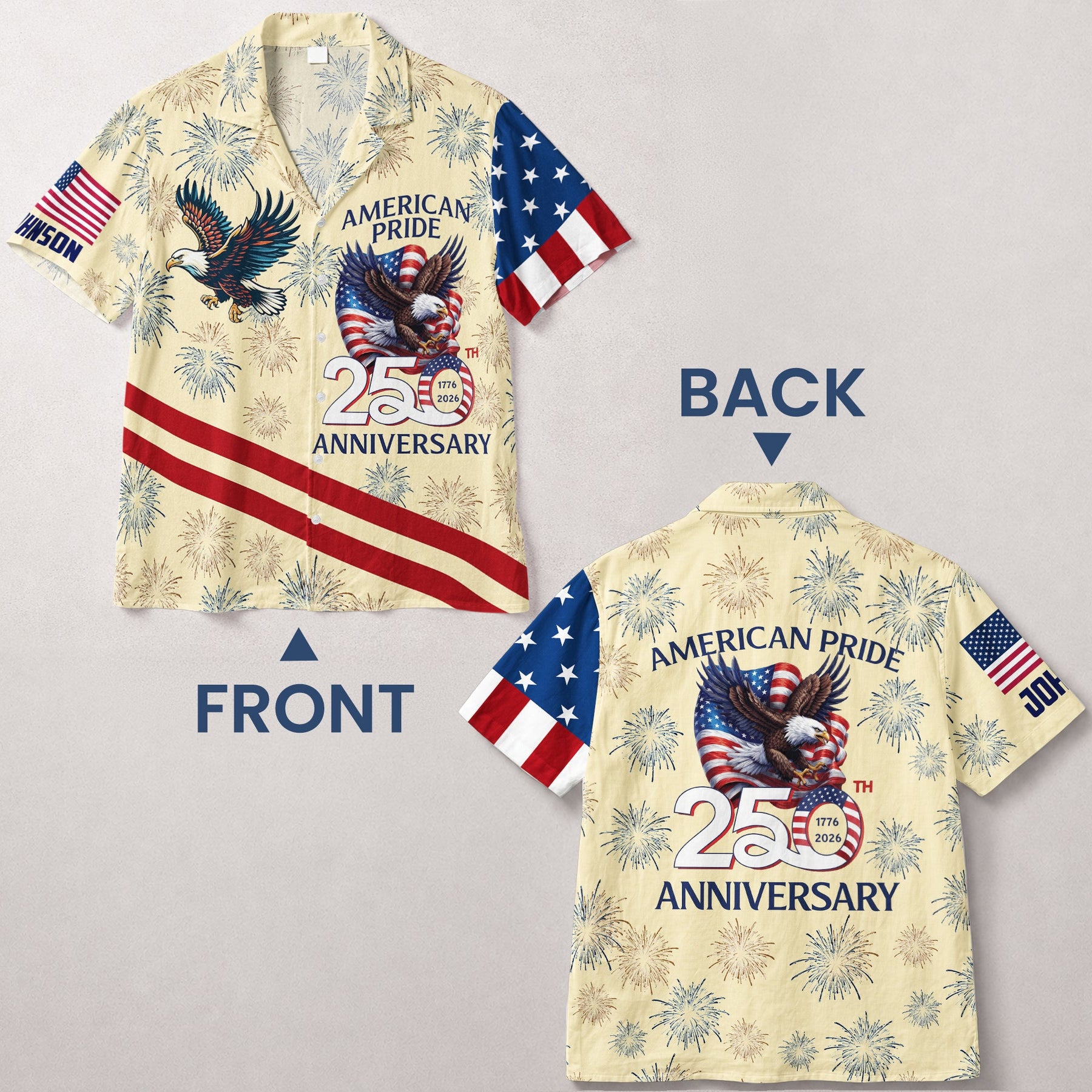American Pride Patriotic 250Th Anniversary Eagle - Personalized Hawaiian Shirt