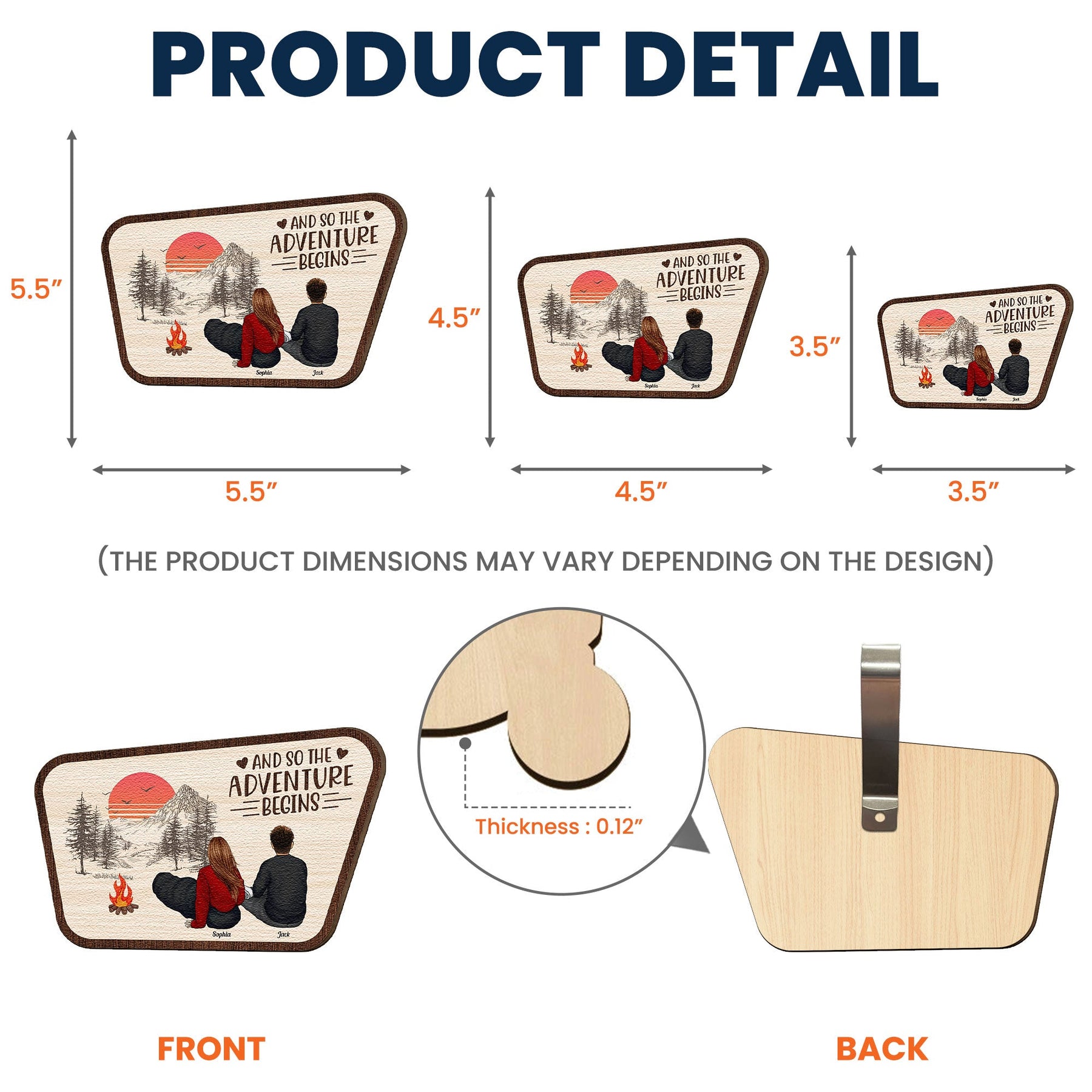 And So The Adventure Begins - Personalized Wooden Car Visor Clip