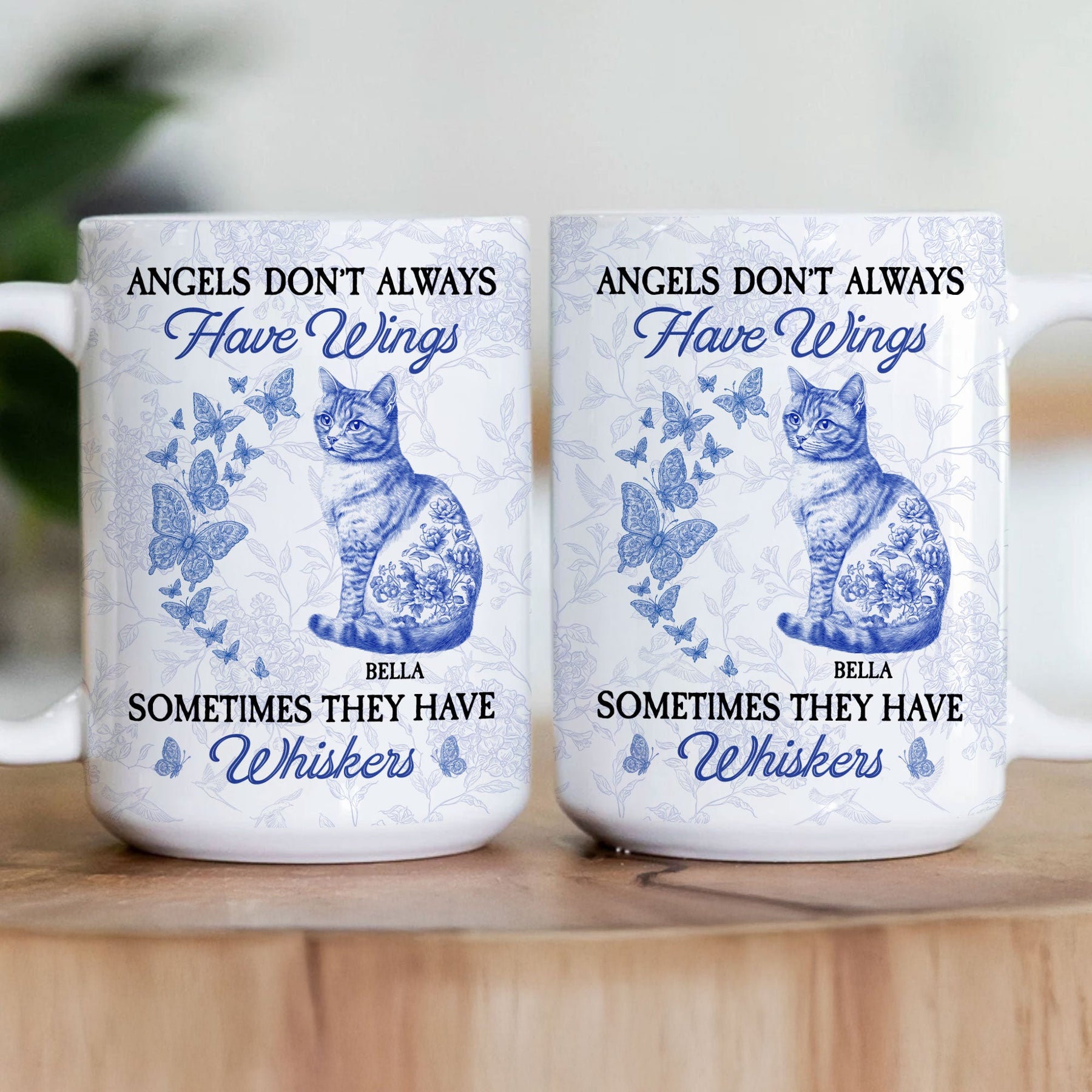 Angels Don't Always Have Wings Cat Toile De Jouy Style - Personalized Mug