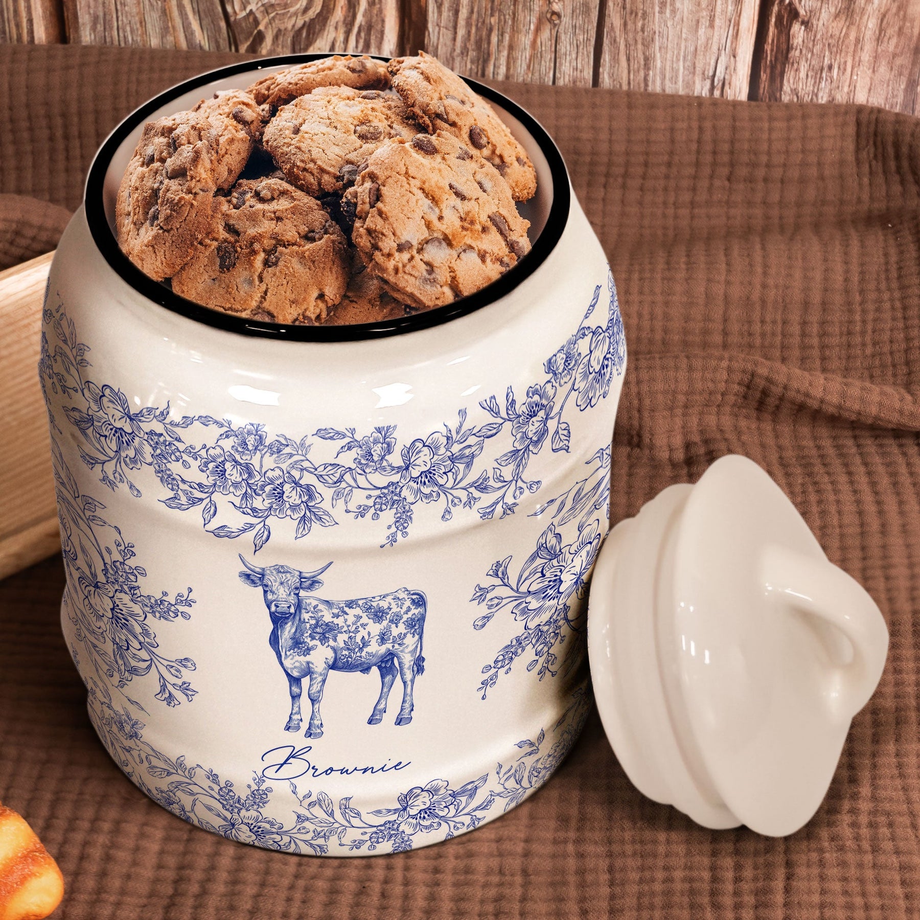 Animal Lovers Chinoiserie Toile De Jouy Version - Personalized Cookie Jar
