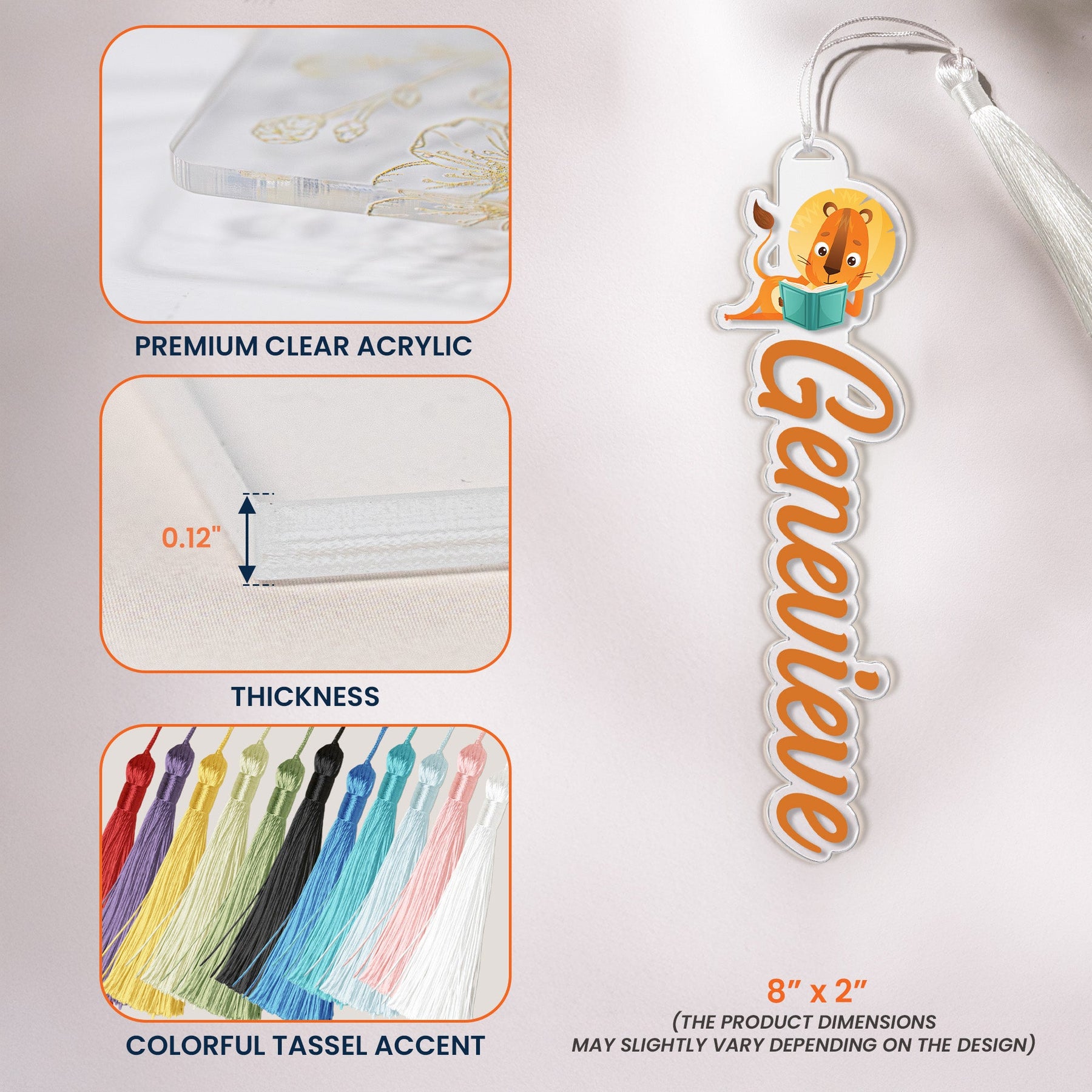 Animal Reading Book, Custom Name Book Lover, Reader For Kids - Custom Acrylic Bookmark