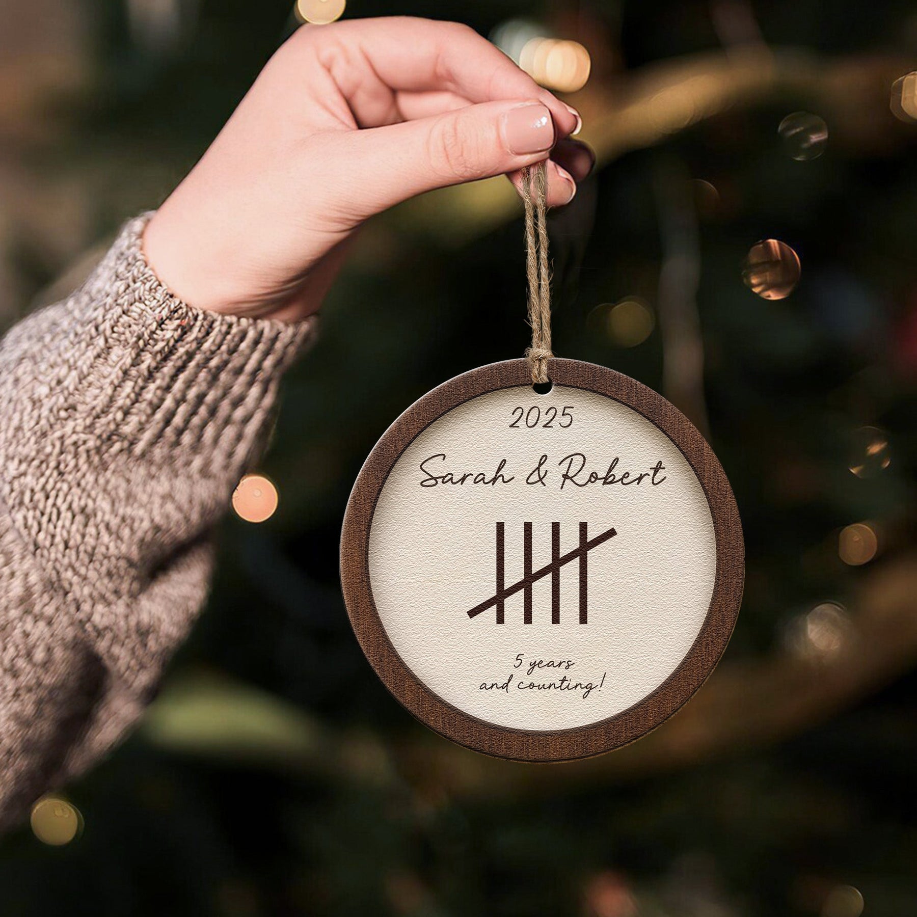 Anniversary Ornament, 5th Anniversary, Any Anniversary Year - Personalized Wooden Ornament