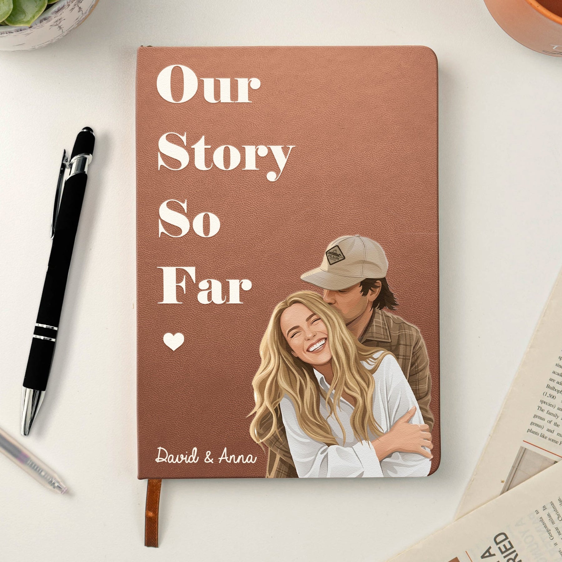 Anniversary Gifts - Custom Photo Couples Portrait Art - The Story Of Us - Personalized Journal