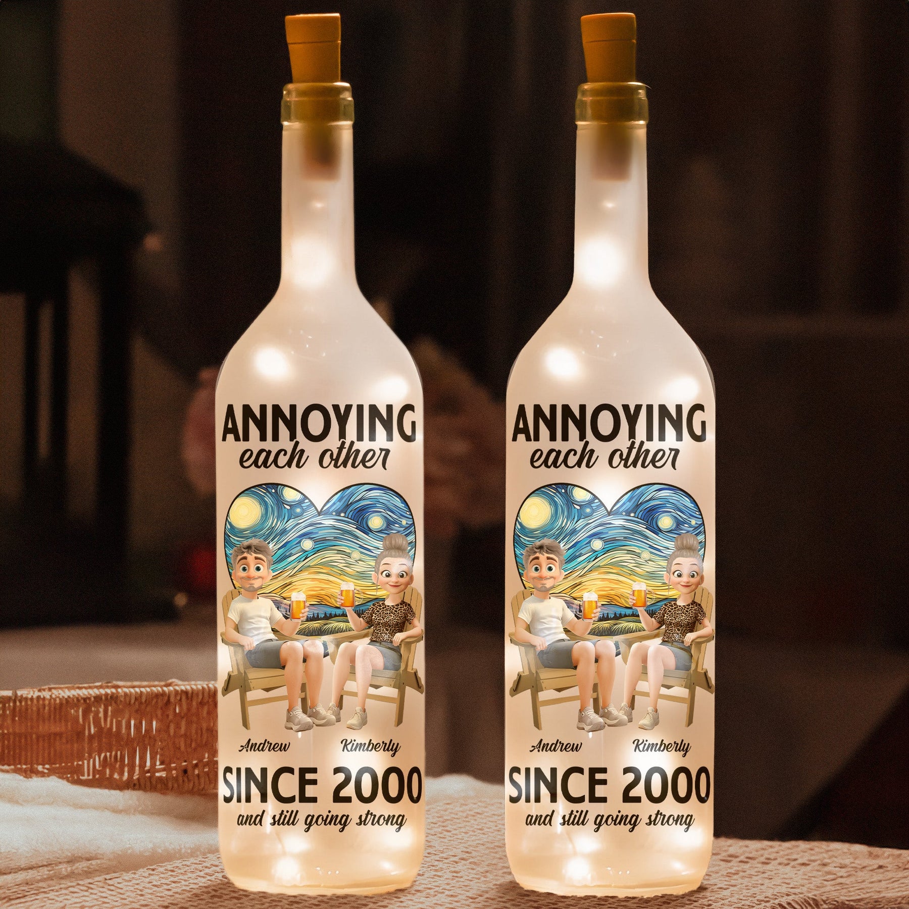 Annoying Each Other Since & Still Going Strong - Personalized Bottle Lamp