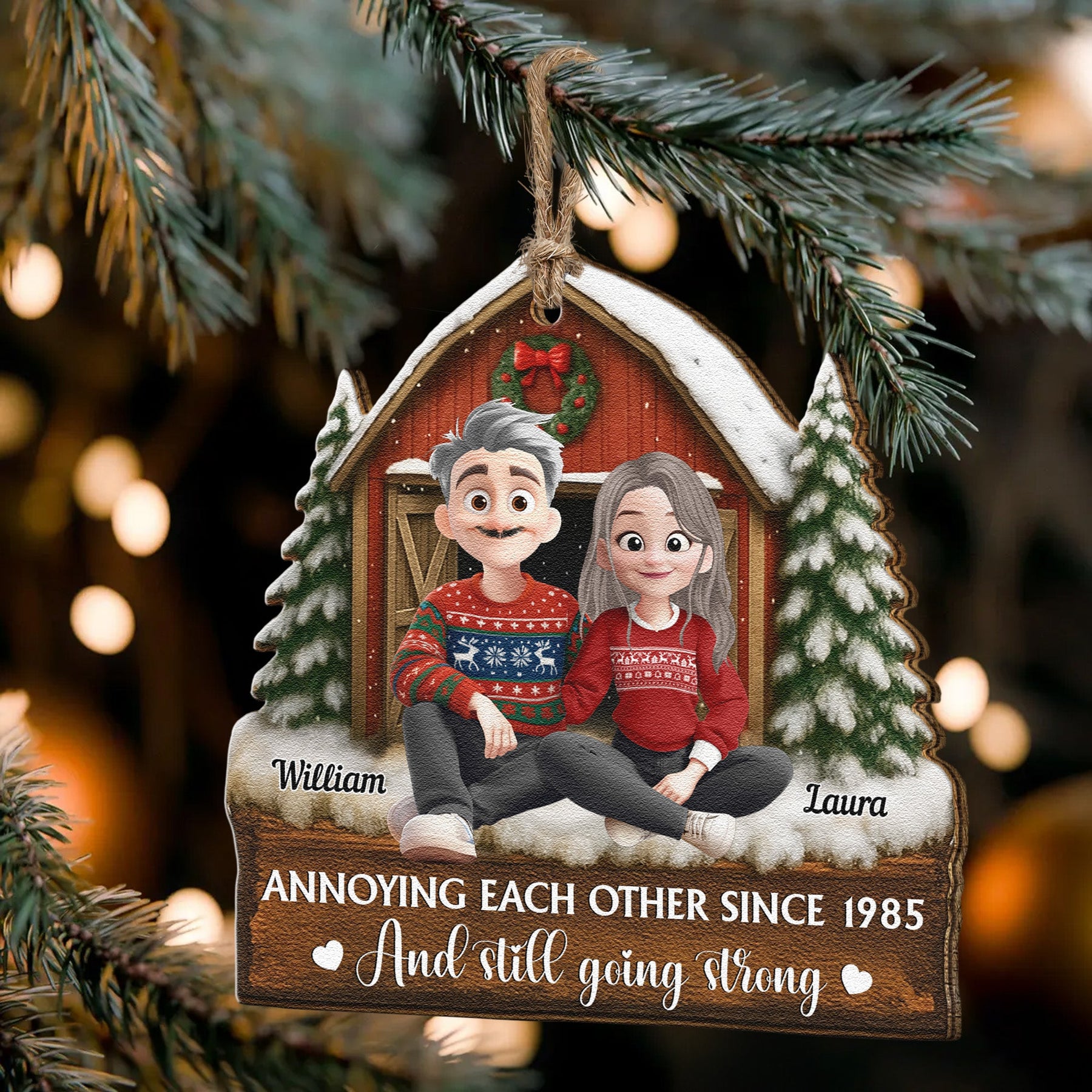Annoying Each Other Since & Still Going Strong - Personalized Wooden Ornament