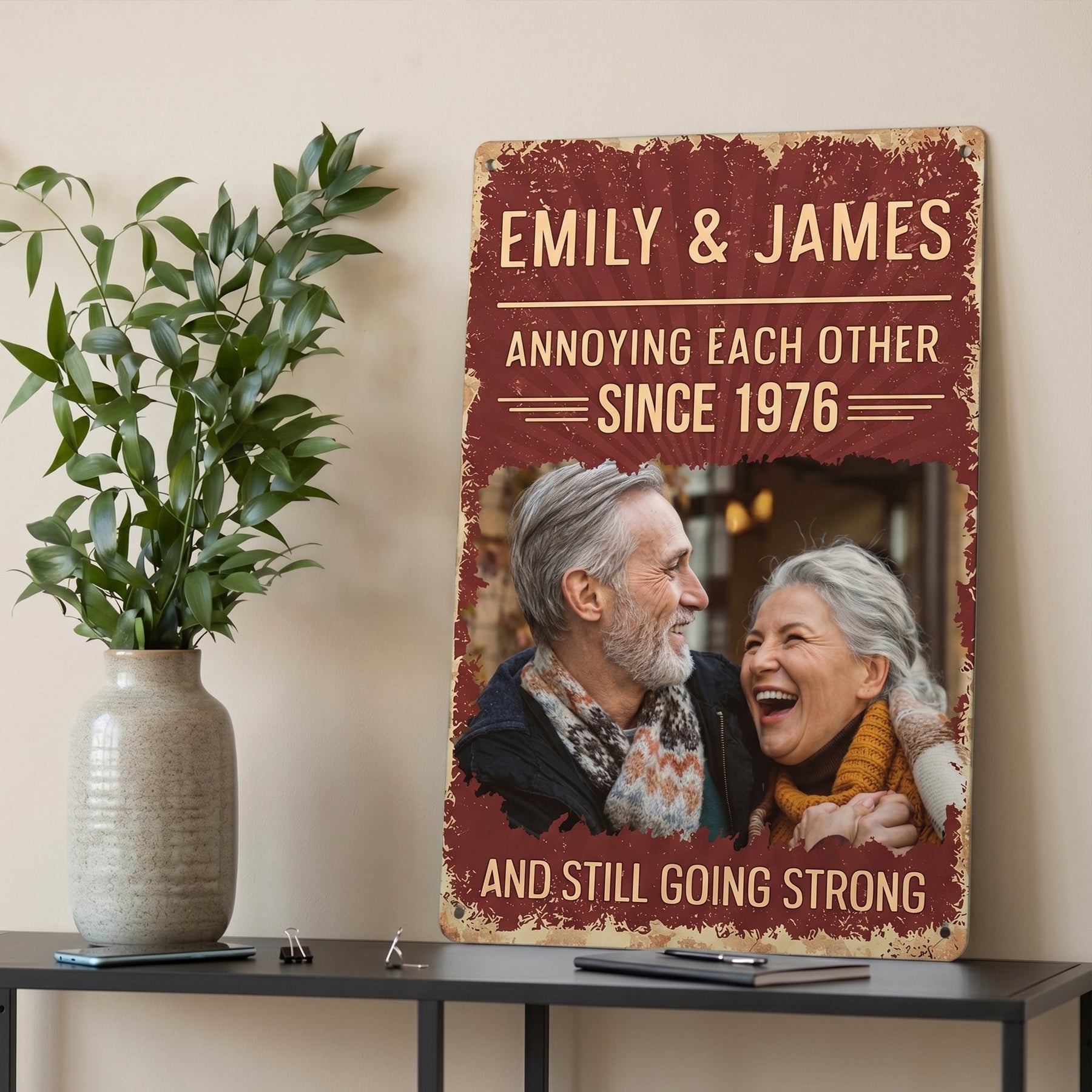 Annoying Each Other Since & Still Going Strong Custom Photo Retro Sign - Personalized Metal Sign
