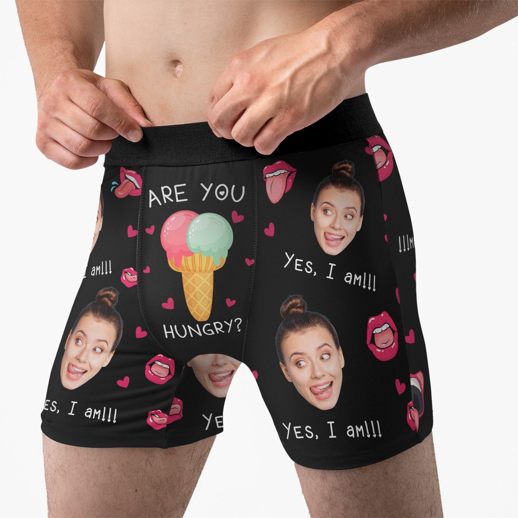 Are You Hungry Funny Gift For Him - Personalized Photo Men's Boxer Briefs