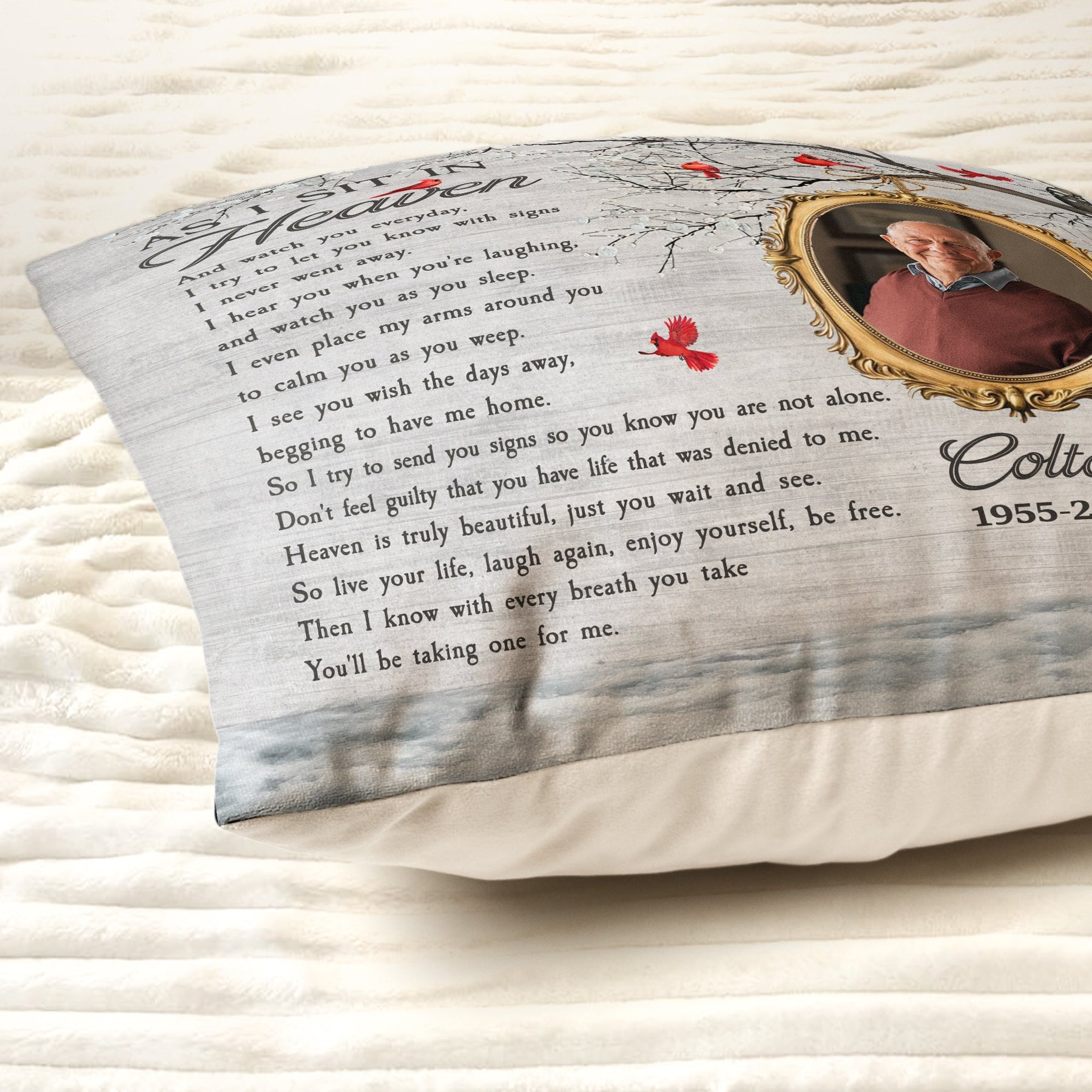 As I Sit In Heaven Memorial Gifts - Personalized Photo Pillow