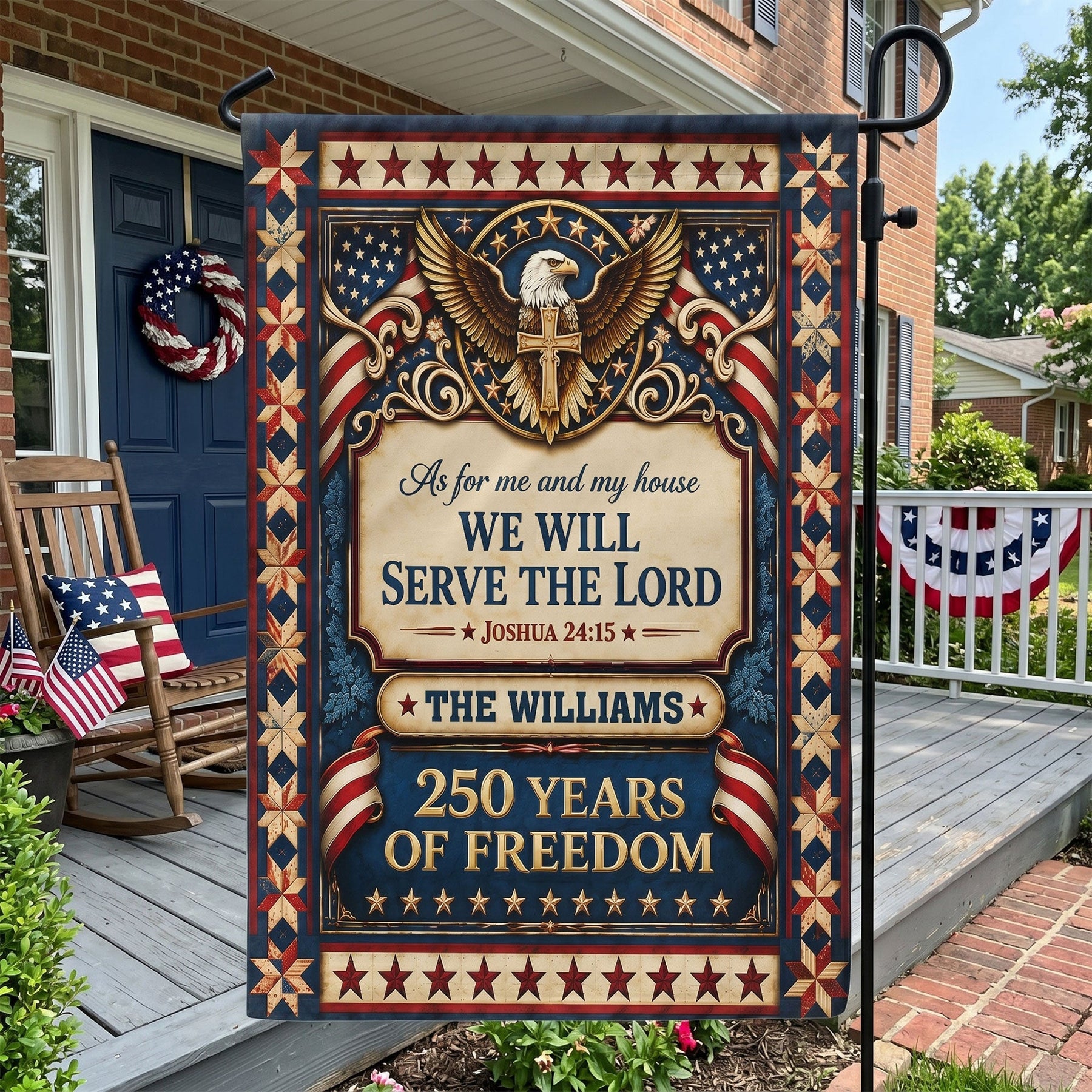 As For Me And My House We Will Serve The Lord Gift For Family - Personalized Flag