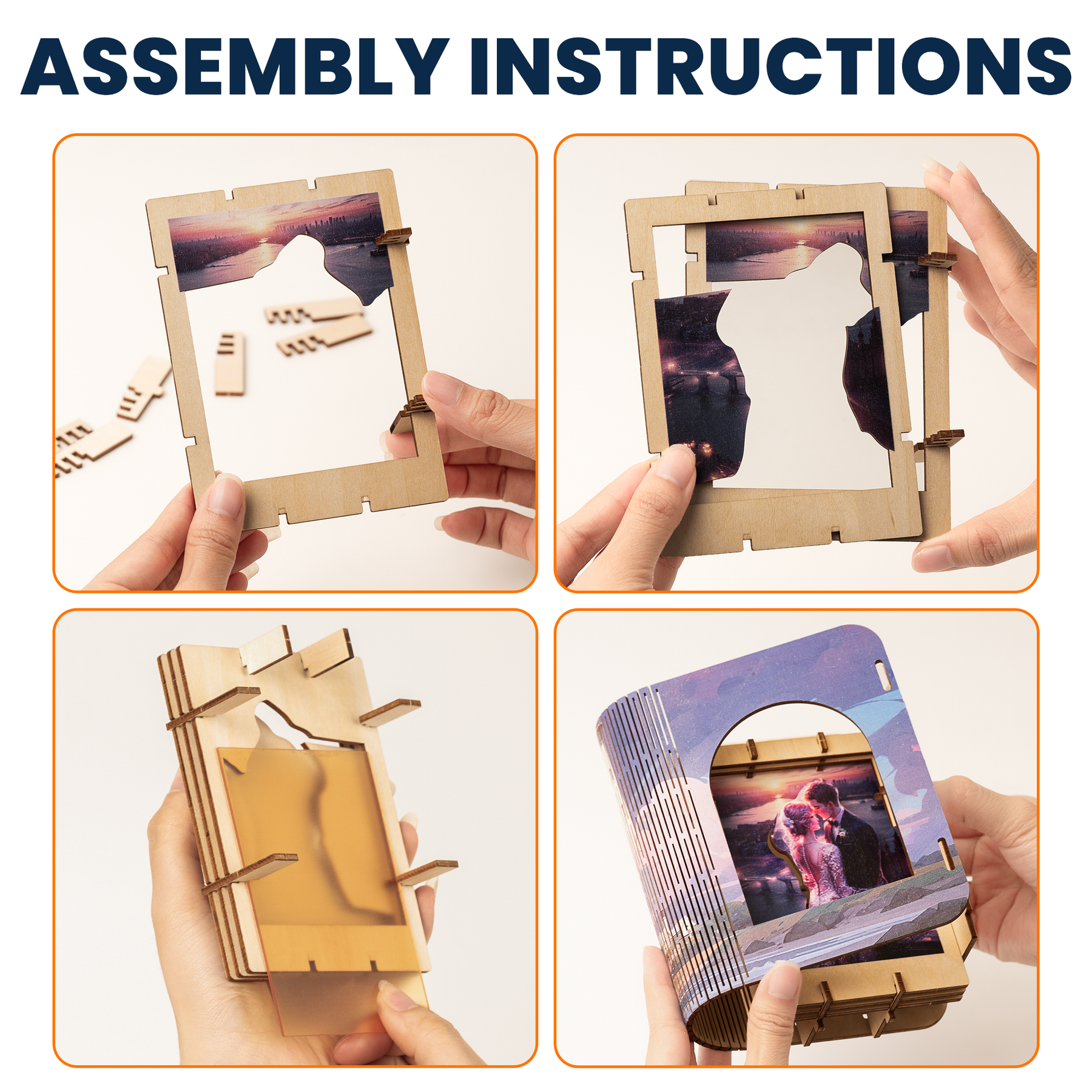 Couple Sitting Together - Personalized 3D Wooden Puzzle Night Light