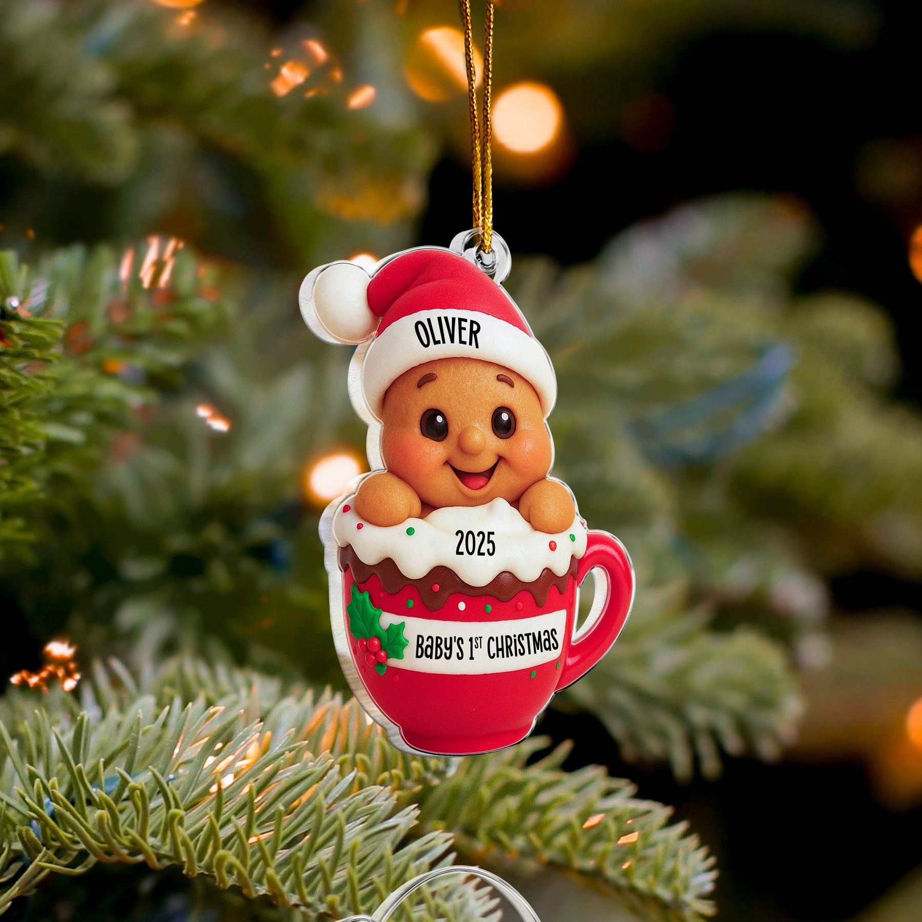 Baby's 1st Christmas Cute Little Gingerbread - Personalized Acrylic Ornament