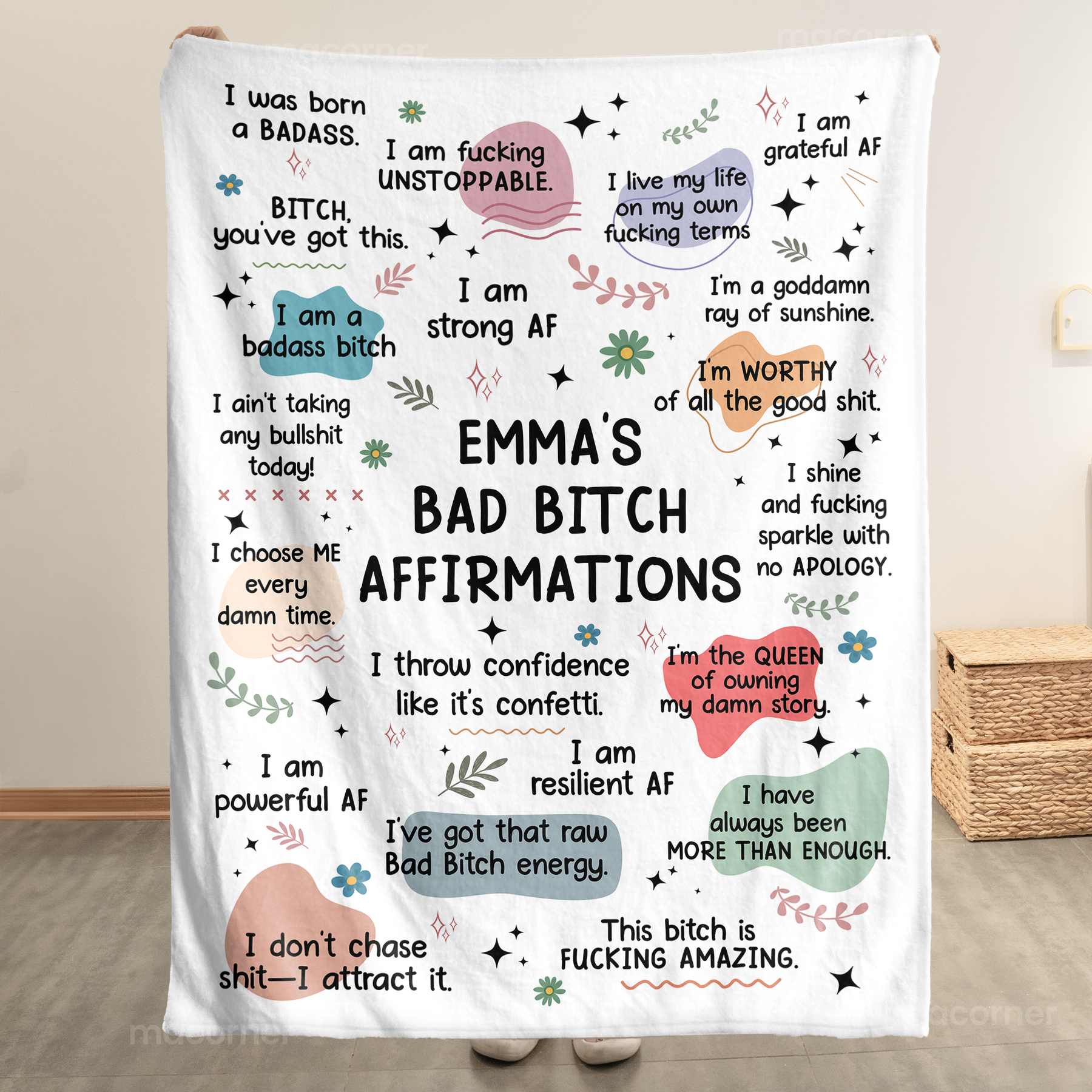 Bad B*tch Affirmations Blanket - Personalized Blanket