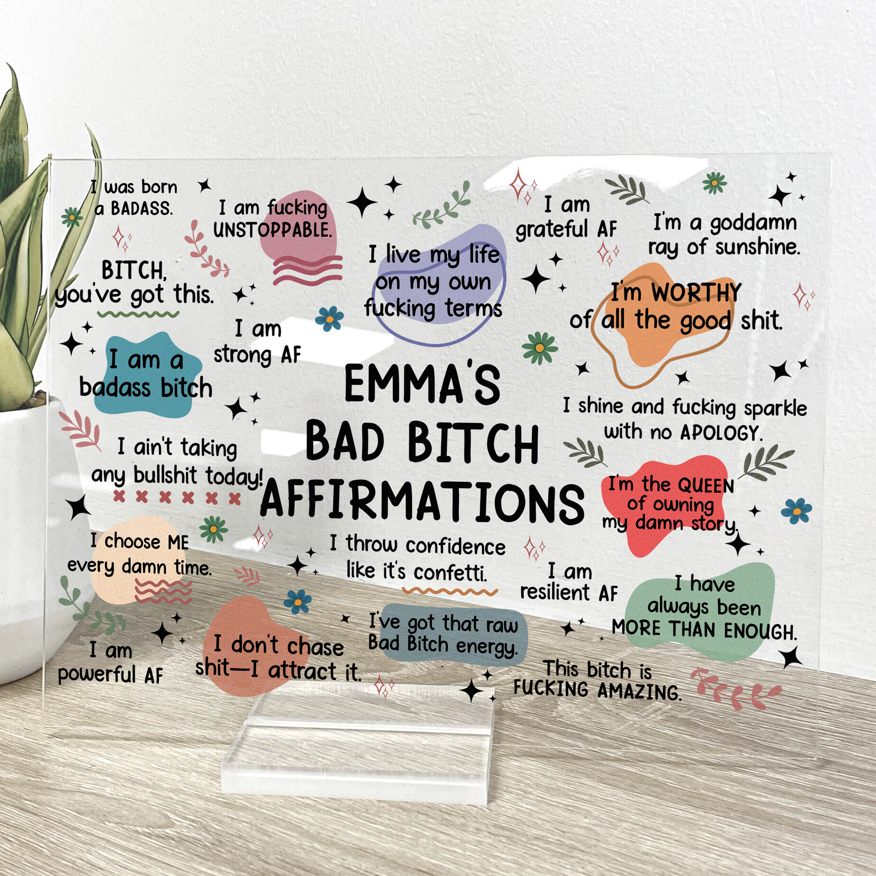 Bad B*tch Affirmations - Personalized Acrylic Plaque