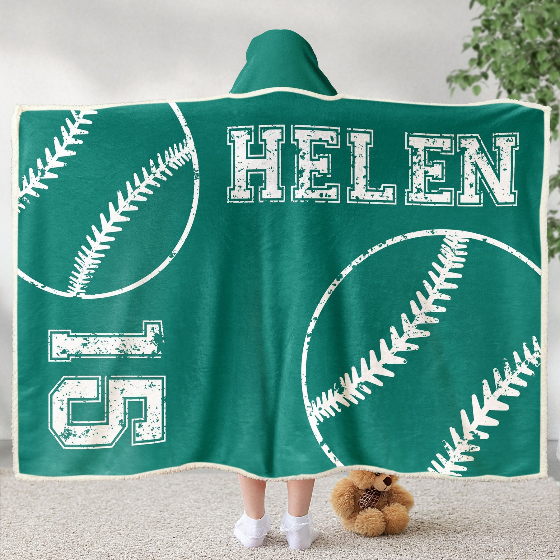Baseball Custom Name Number - Personalized Wearable Blanket Hoodie