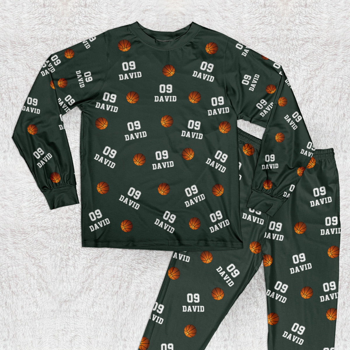 Basketball Custom Name, Number - Personalized Pajama Set