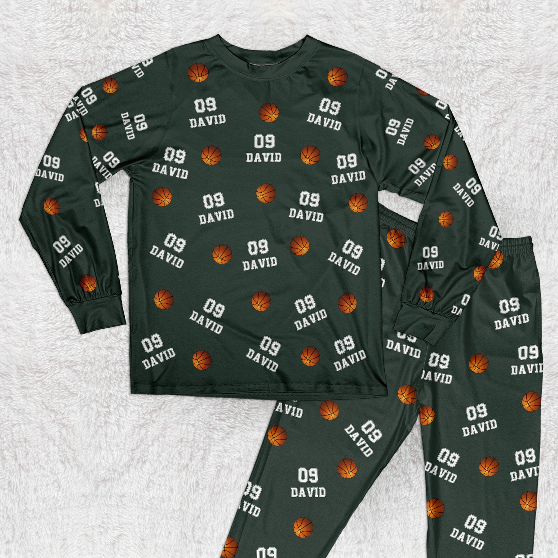 Basketball Custom Name, Number - Personalized Pajama Set