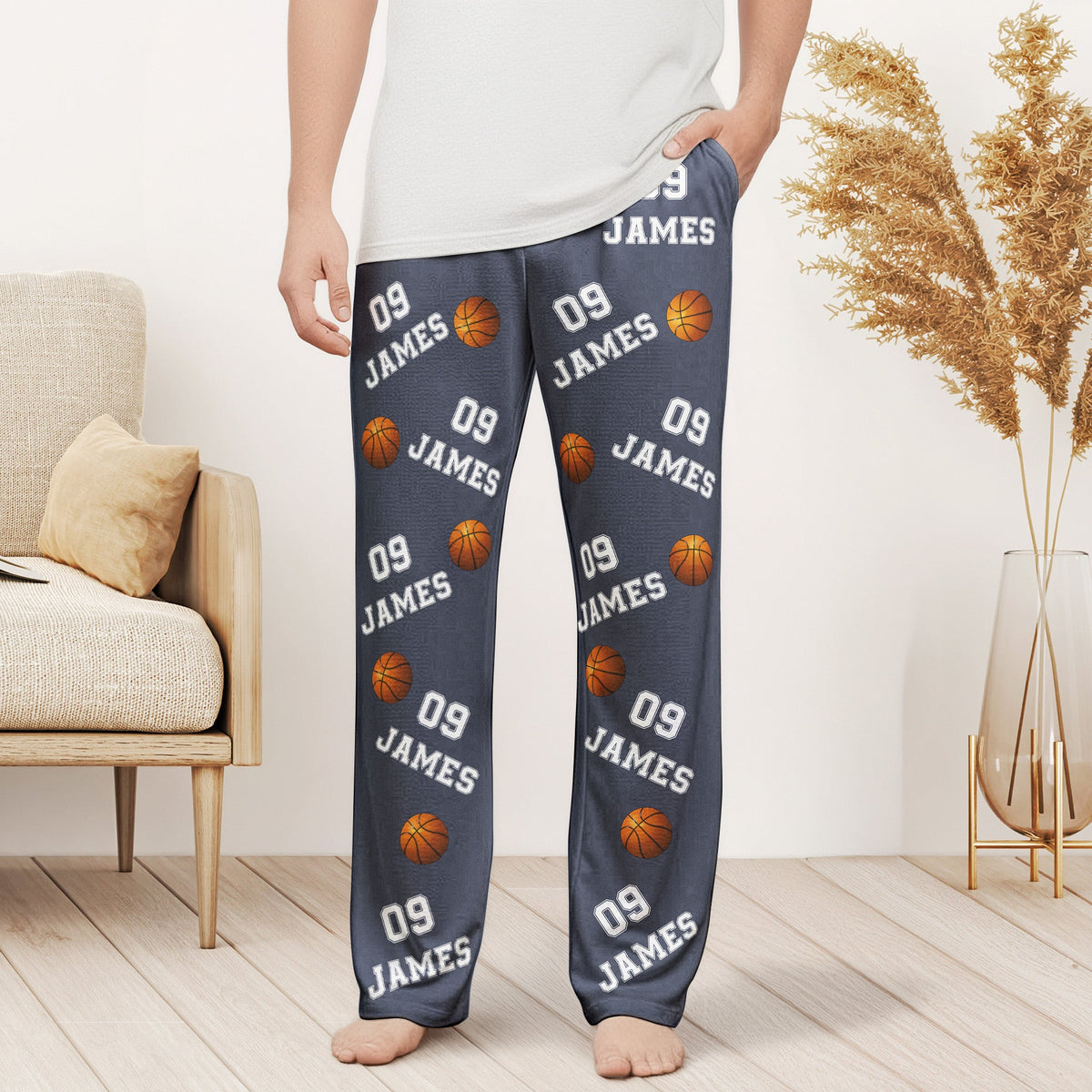 Basketball Custom Name, Number - Personalized Sweatpants - Lounge Pants With Pockets, Custom Pajama Pants, Jogger Sweatpants, Gift For Son, Gift for Him