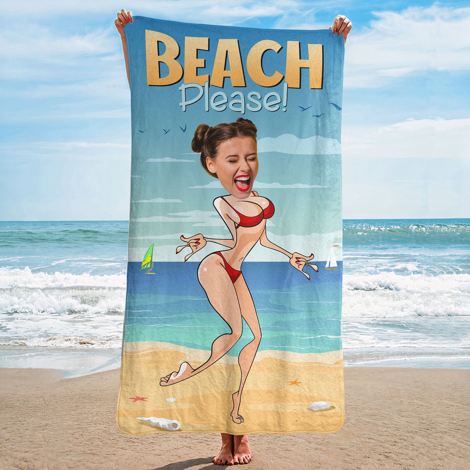 Beach Please - Personalized Photo Quick-Dry Beach Towel