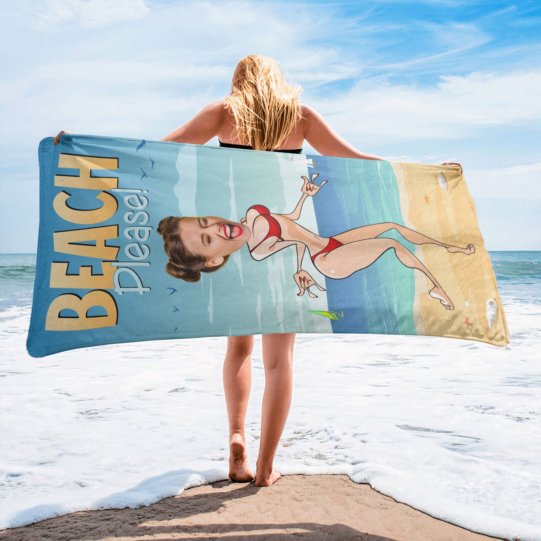 Beach Please - Personalized Photo Quick-Dry Beach Towel