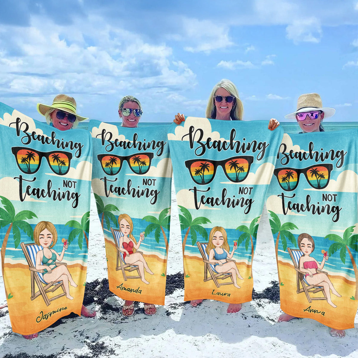 Beaching Not Teaching Teacher Summer Vibes - Personalized Quick-Dry Beach Towel