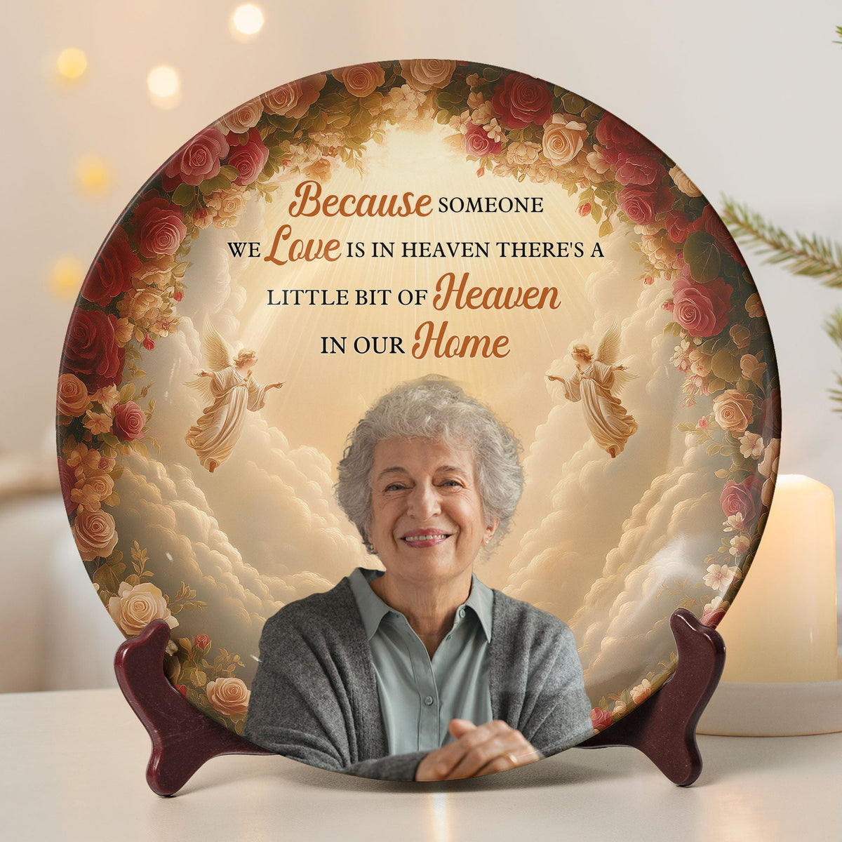 Because Someone We Love Is In Heaven - Personalized Photo Ceramic Plate