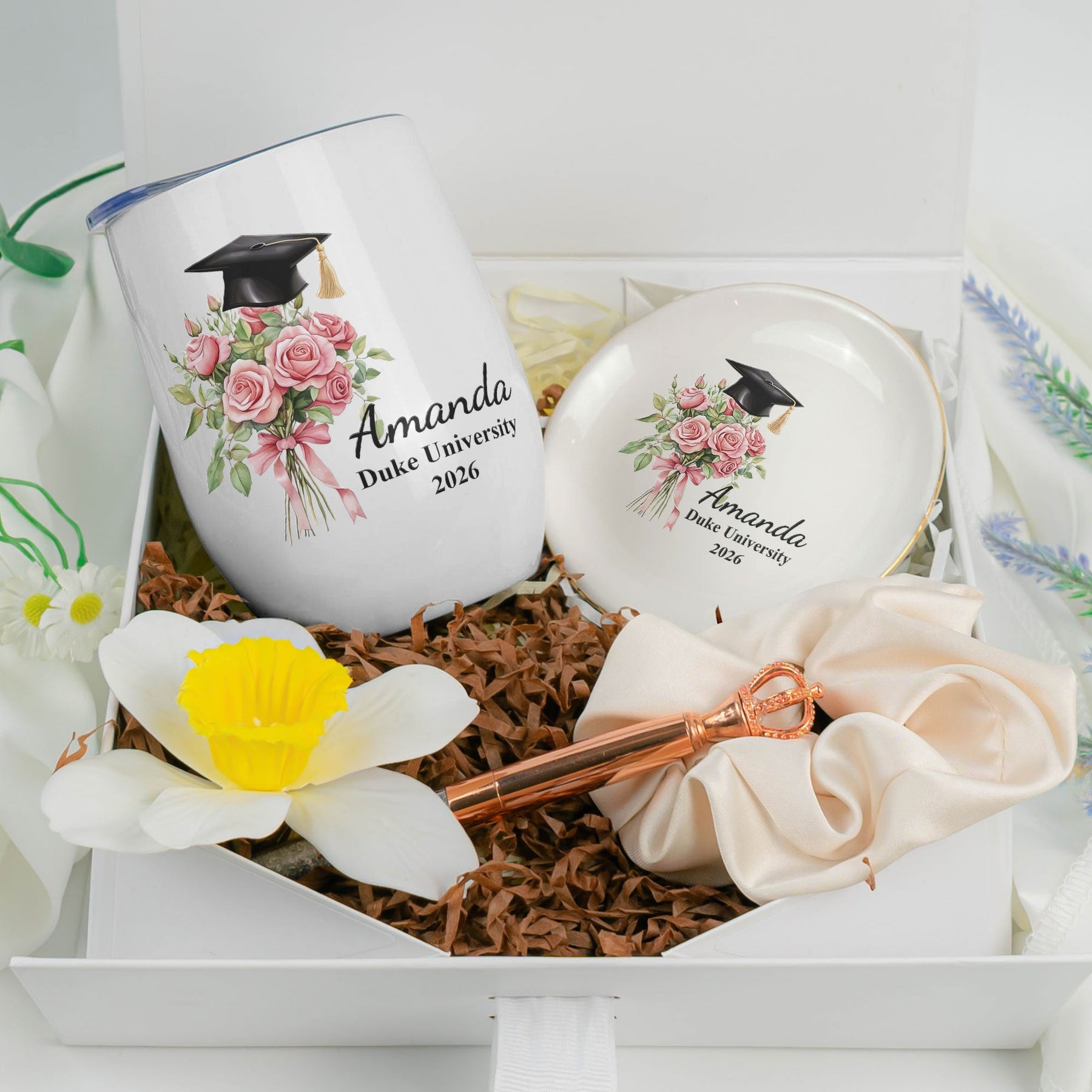 Behind You All Your Memories Custom Birth Month Flower - Graduation Gift Box Set