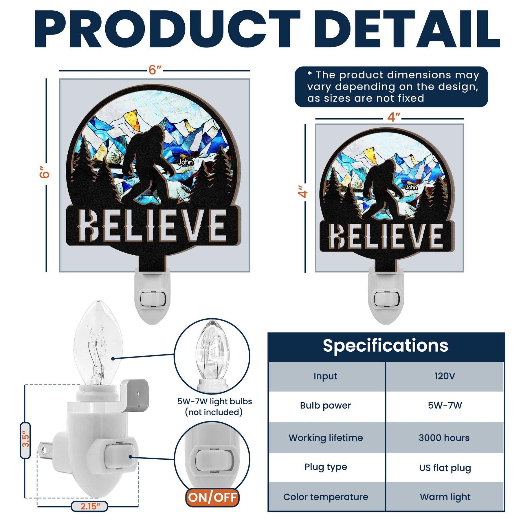 Believe - Personalized Wood And Acrylic Night Light