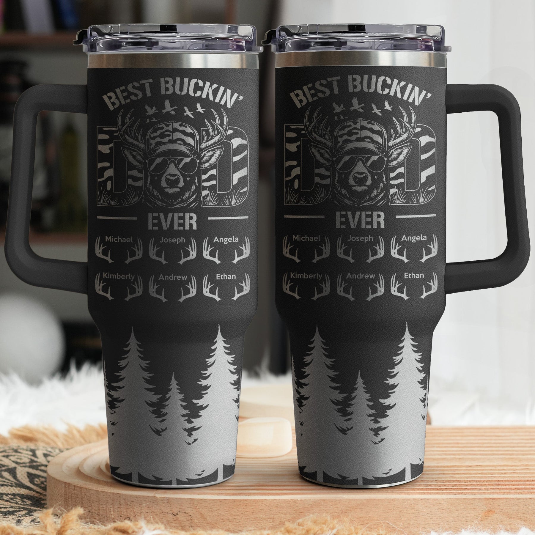 Best Buckin' Dad Ever Custom Kids Names - Personalized 40oz Tumbler