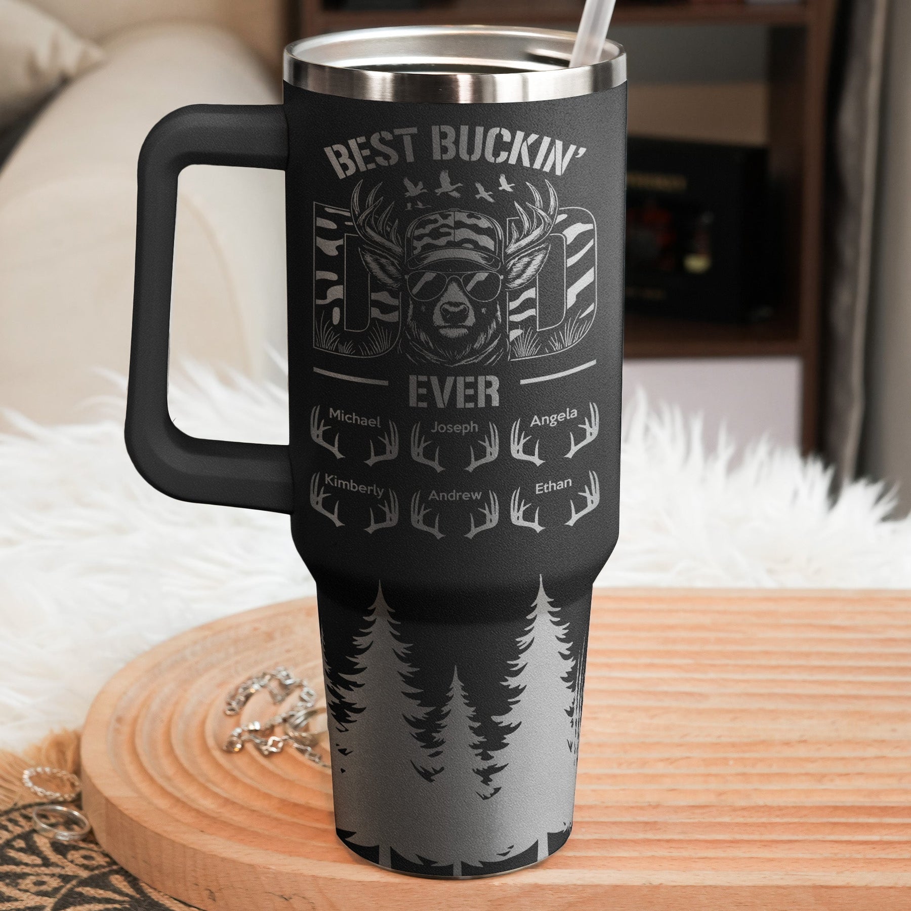 Best Buckin' Dad Ever Custom Kids Names - Personalized 40oz Tumbler