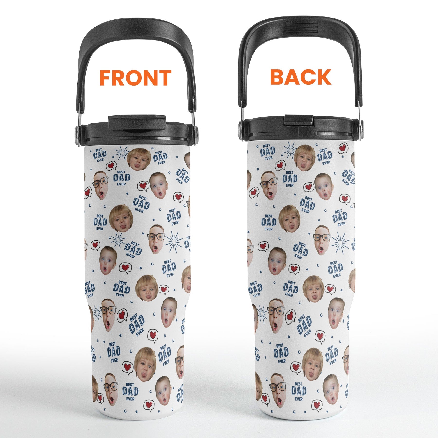 Best Dad Ever Father's Day Gift For Men - Personalized Photo 30oz Tumbler With Handle