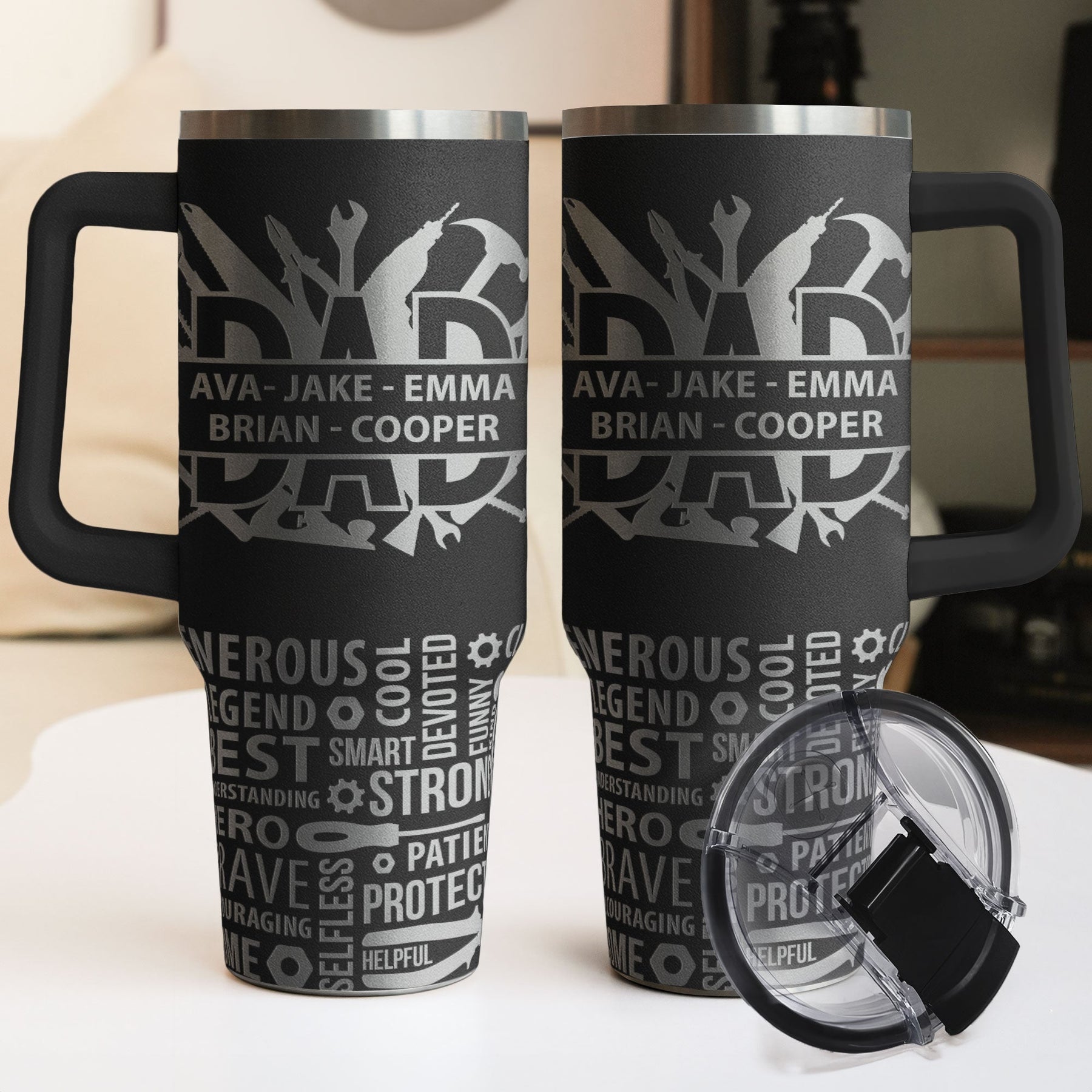 Best Dad Ever Gift Dad Tools Custom Kids Names - Personalized 40oz Tumbler