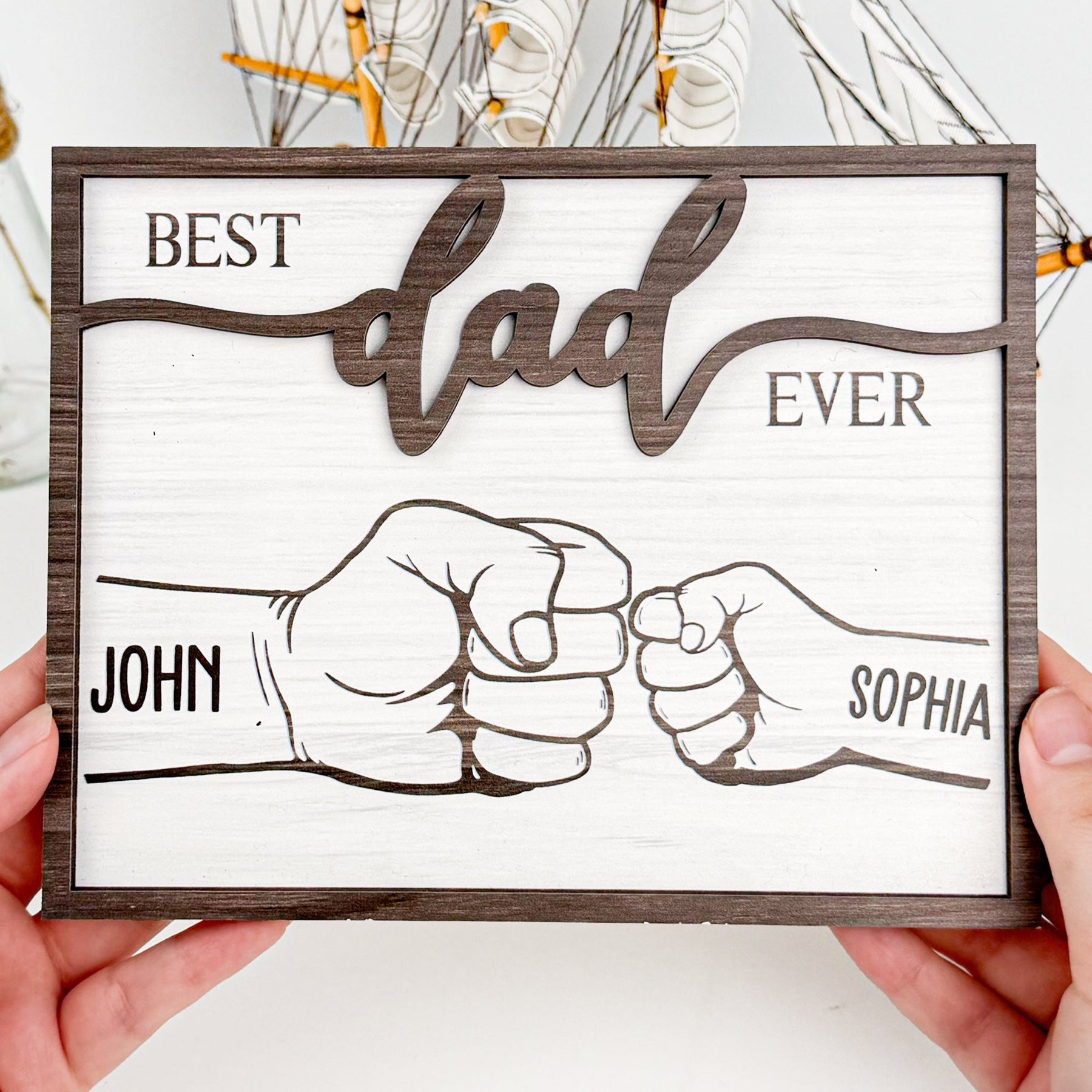Best Dad Ever - New Version - Personalized Wooden Plaque