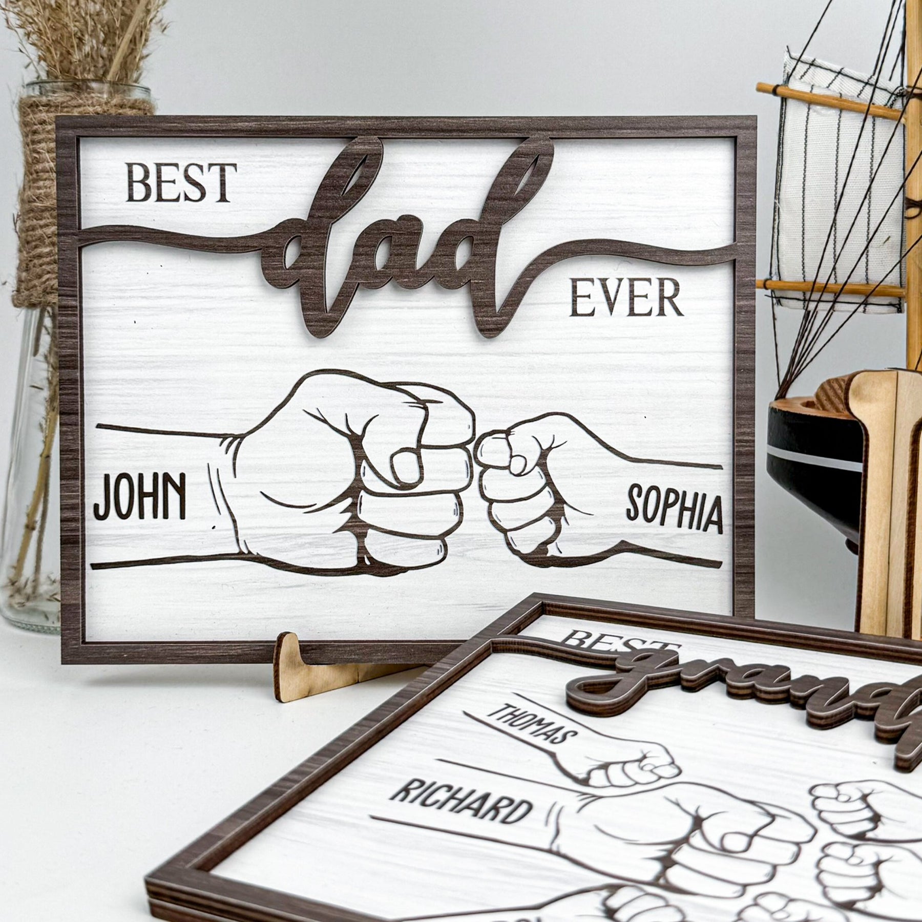 Best Dad Ever - New Version - Personalized Wooden Plaque