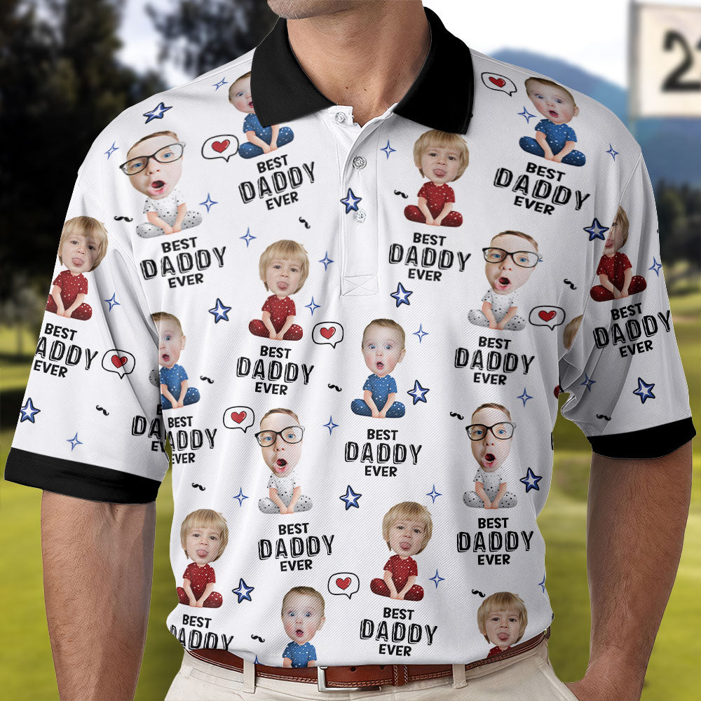 Best Dad Ever - Personalized Photo Polo Shirt