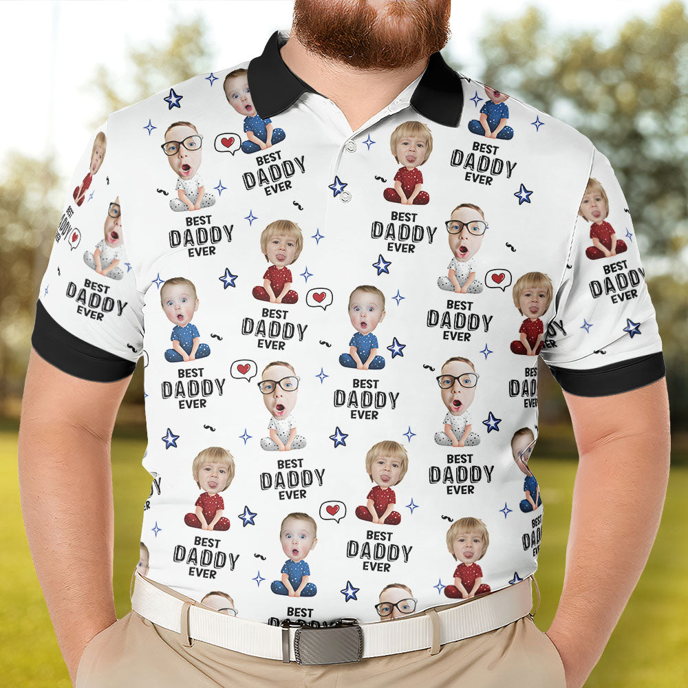 Best Dad Ever - Personalized Photo Polo Shirt