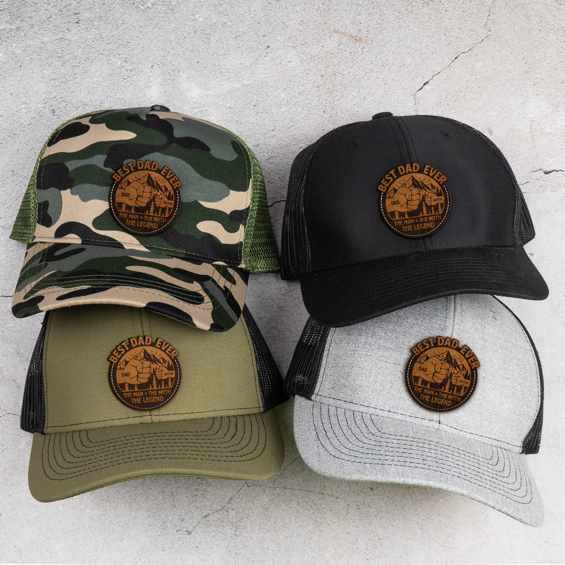 Best Dad Ever The Man The Myth The Legend - Personalized Leather Patch Hat
