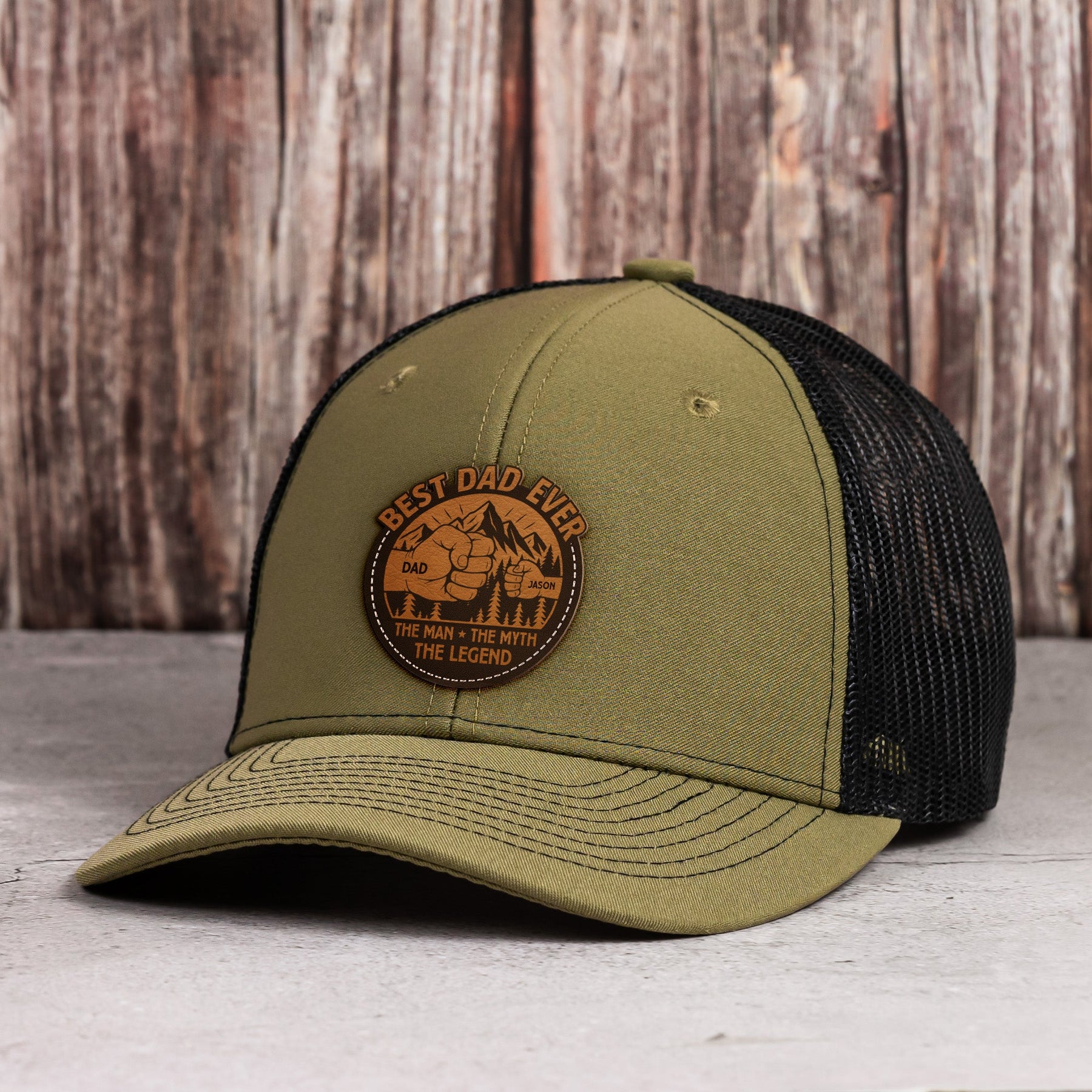 Best Dad Ever The Man The Myth The Legend - Personalized Leather Patch Hat