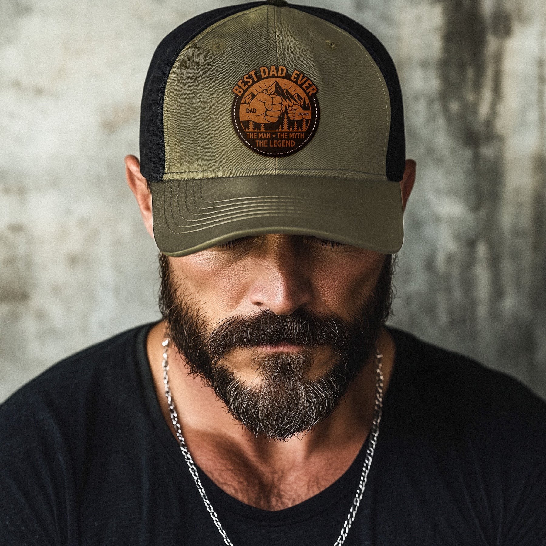Best Dad Ever The Man The Myth The Legend - Personalized Leather Patch Hat
