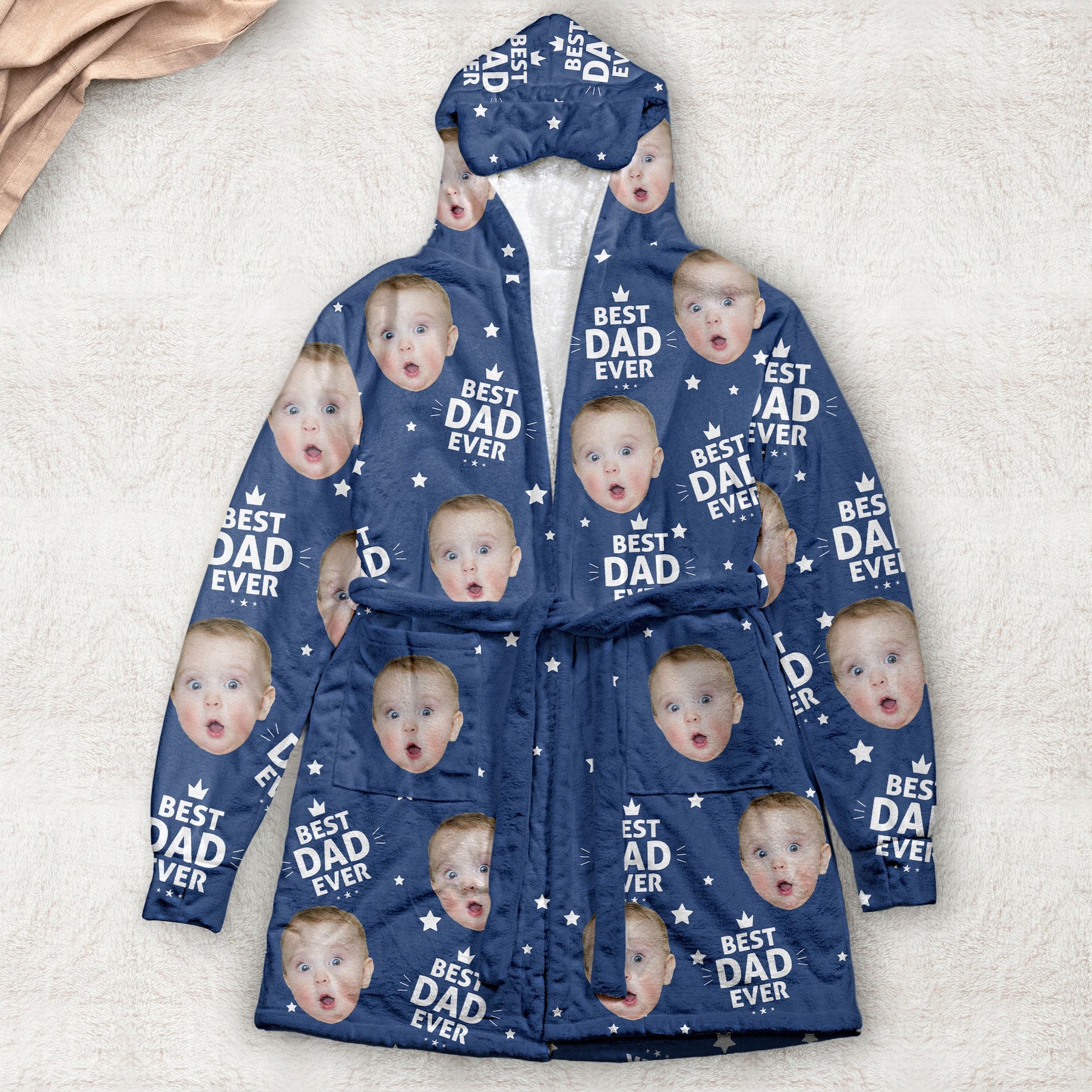 Best Dad Ever, Best Mom Ever, Best Papa Ever, Best Grandma Ever - Personalized Photo Hooded Robe