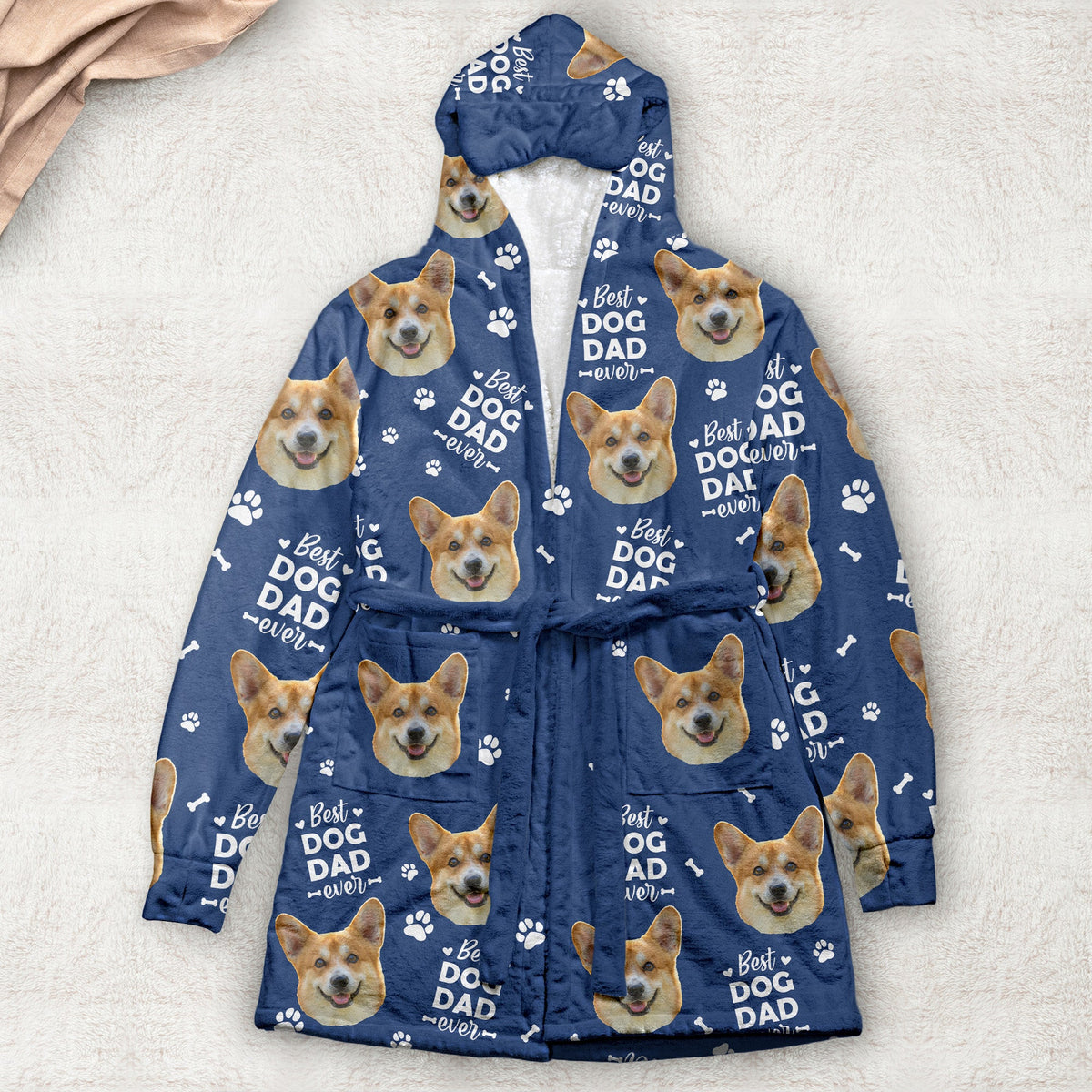 Best Dog Dad Ever, Best Dog Mom Best Cat Dad Mom - For Pet Lovers - Personalized Photo Hooded Robe