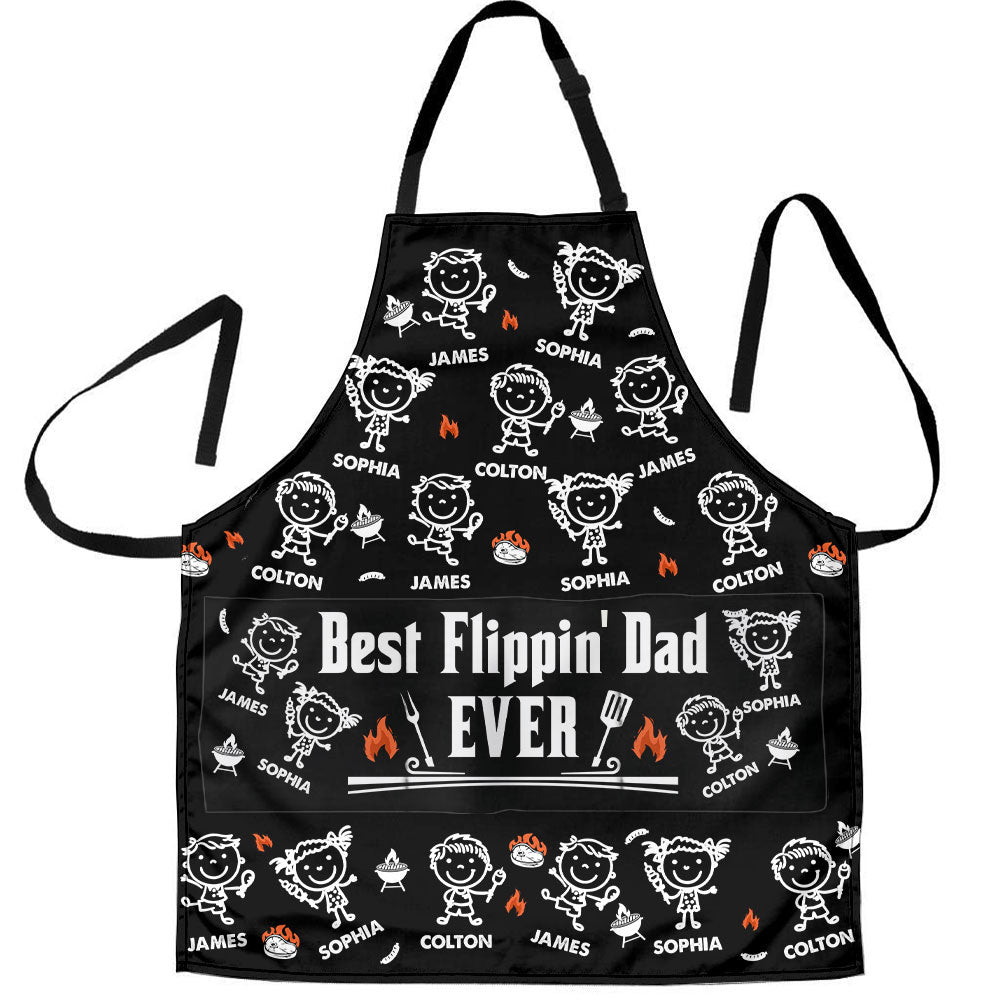 Best Flippin Dad Ever - Father's Day Gifts For Dad, Papa - With Funny Kids' Faces - Personalized Apron